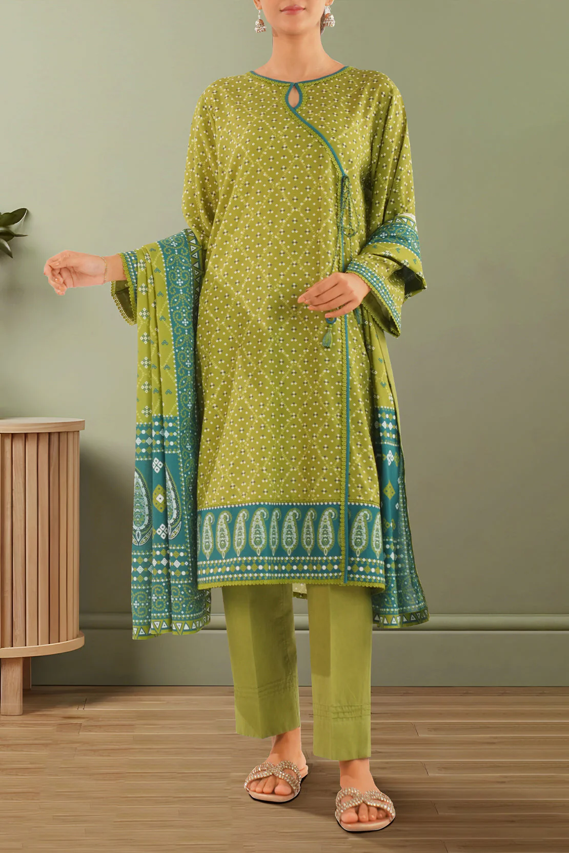 Unstitched Printed Cotton Viscose 3 Piece