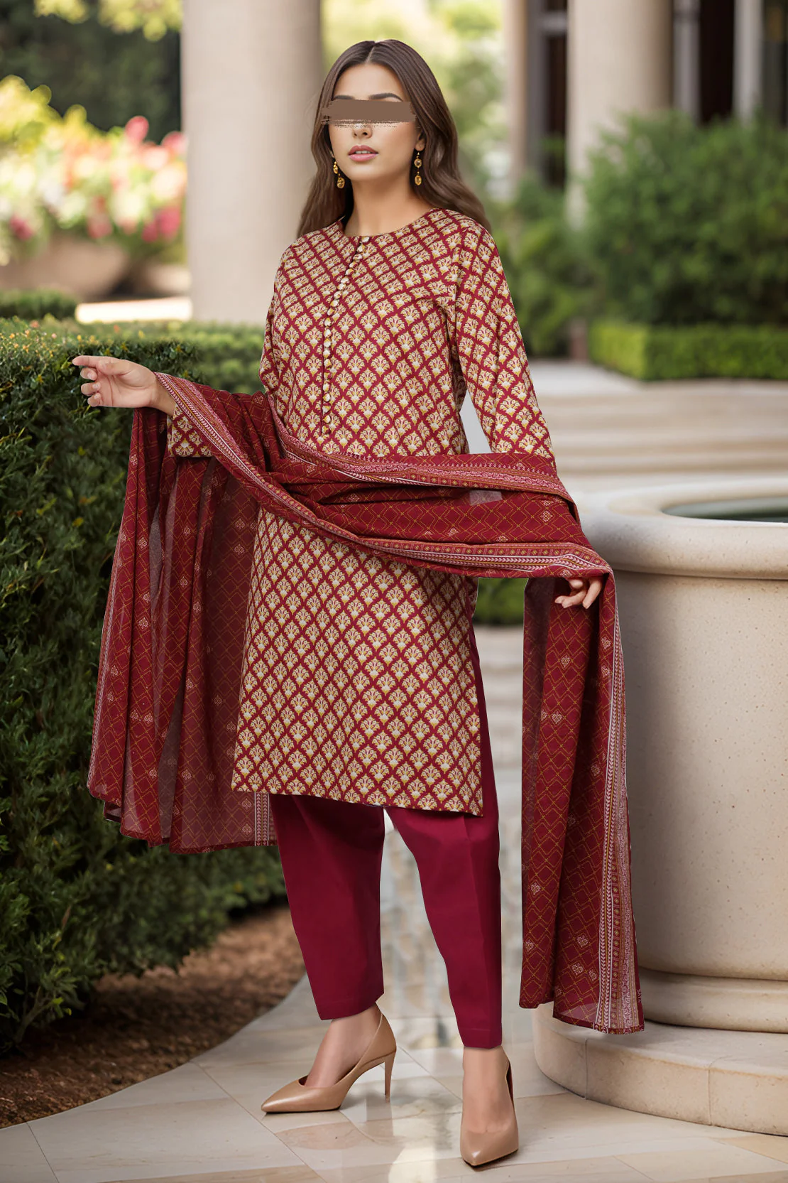 Unstitched Printed Cotton Viscose 3 Piece - Image 4