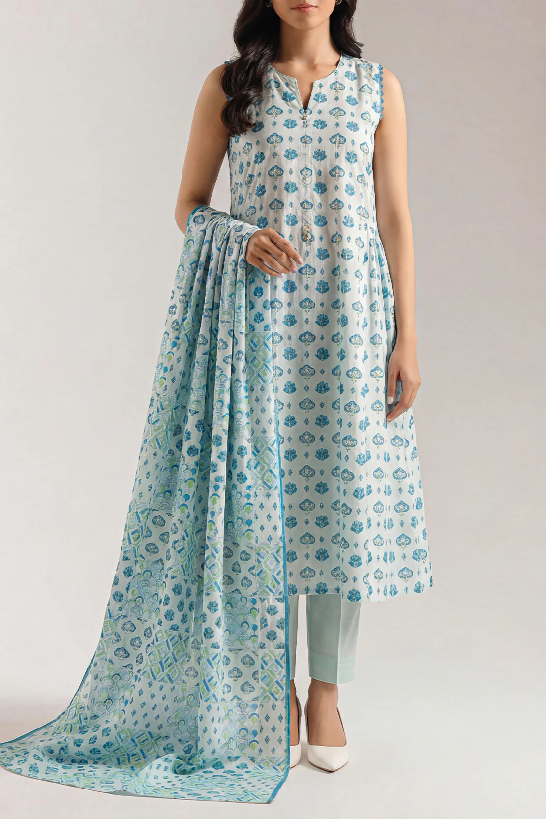 Unstitched Printed Cotton Viscose 3 Piece - Image 2