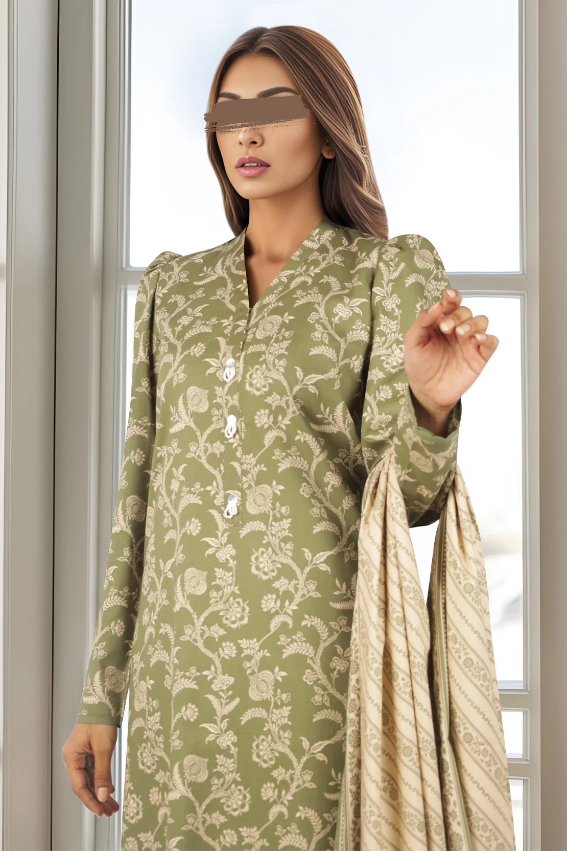 Unstitched Printed Cotton Viscose 3 Piece - Image 3