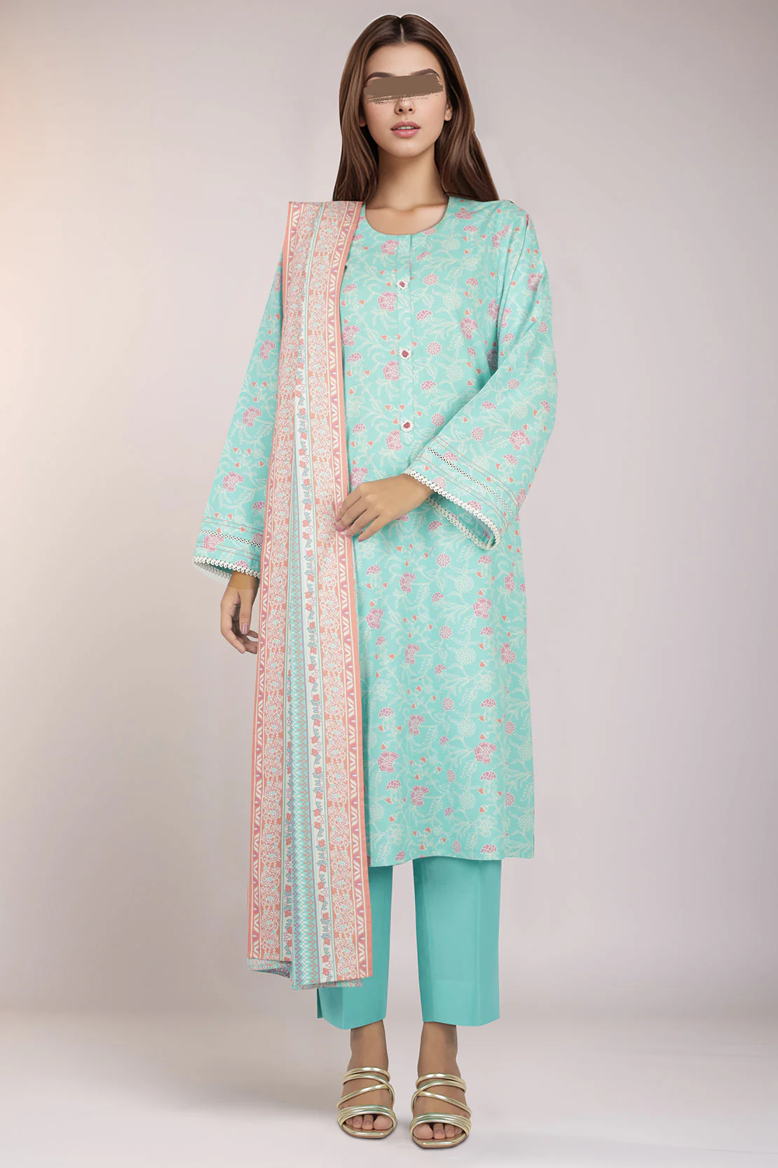 Unstitched Printed Cotton Viscose 3 Piece - Image 2