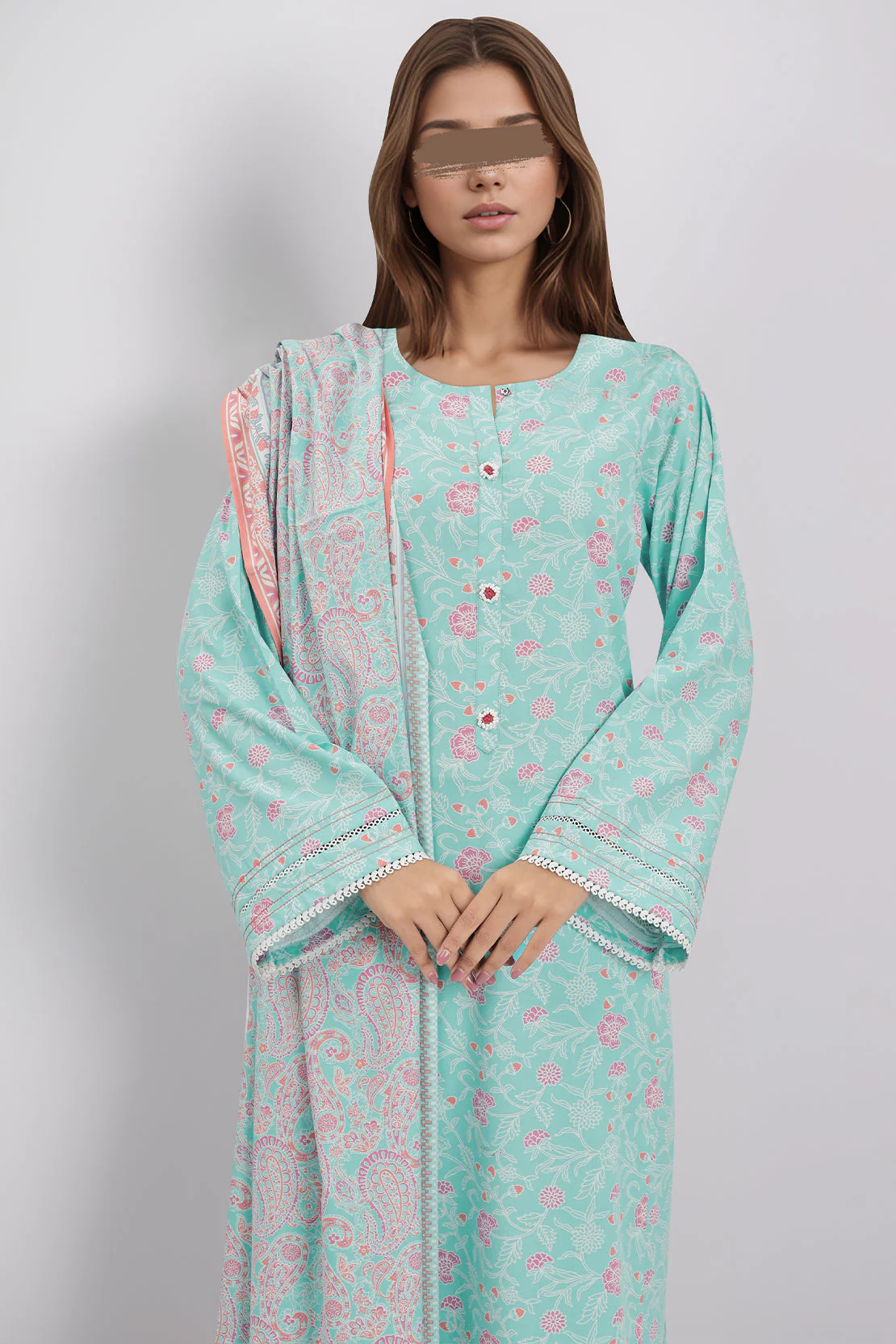 Unstitched Printed Cotton Viscose 3 Piece - Image 4