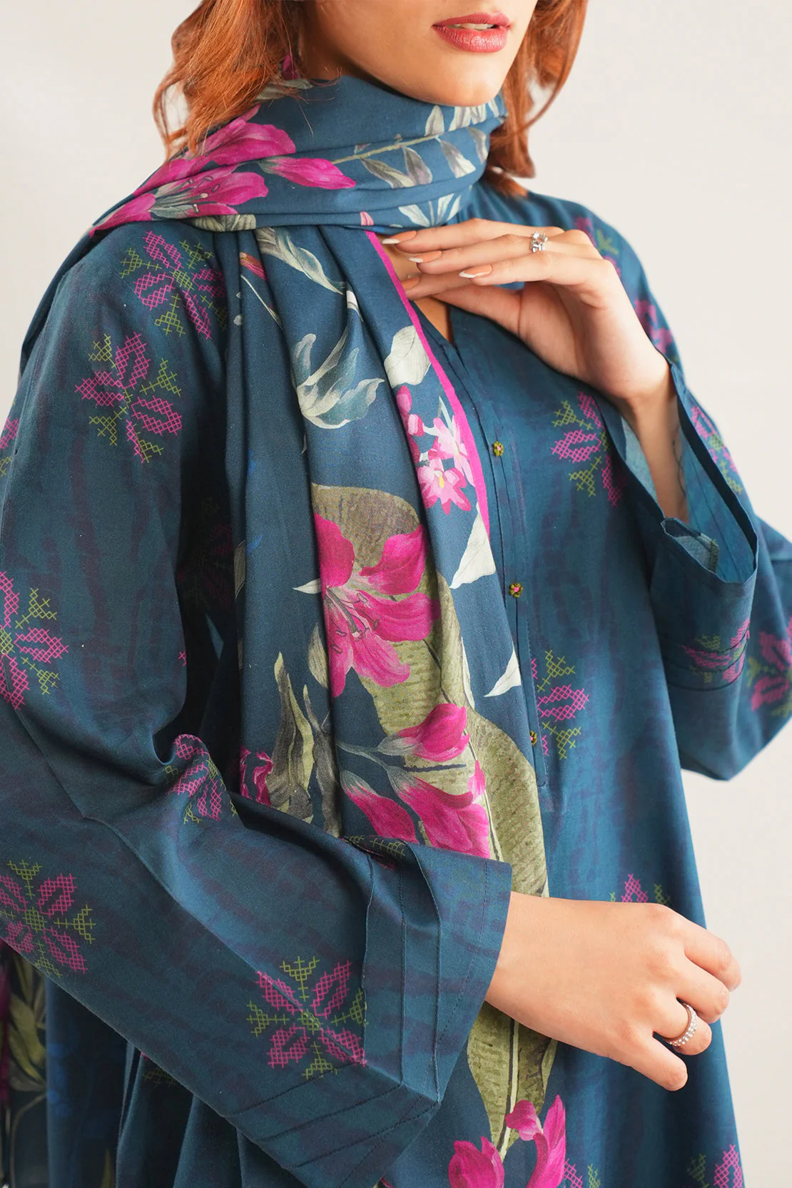 Unstitched Printed Cotton Viscose Shirt - Image 5