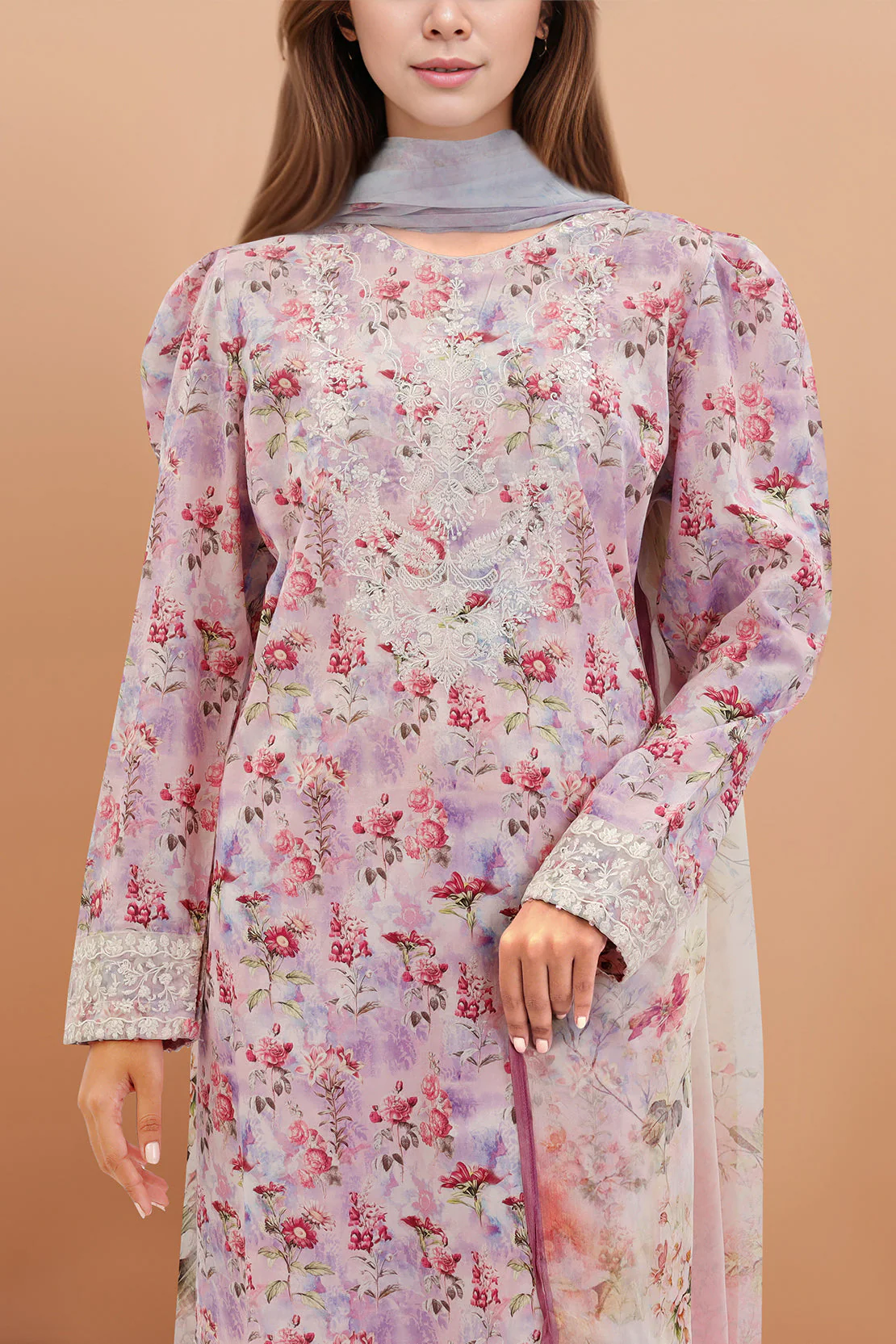 Printed Embroidered Lawn Stitched 3 Piece - Image 3