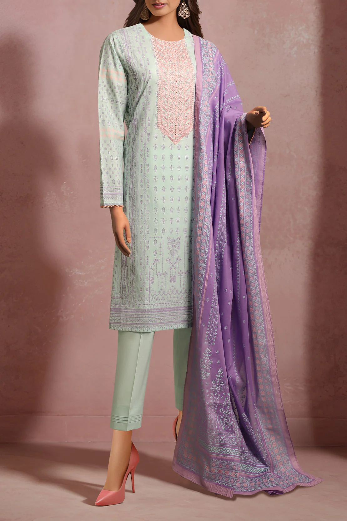 Unstitched Printed Emb Lawn 3 Piece - Image 2
