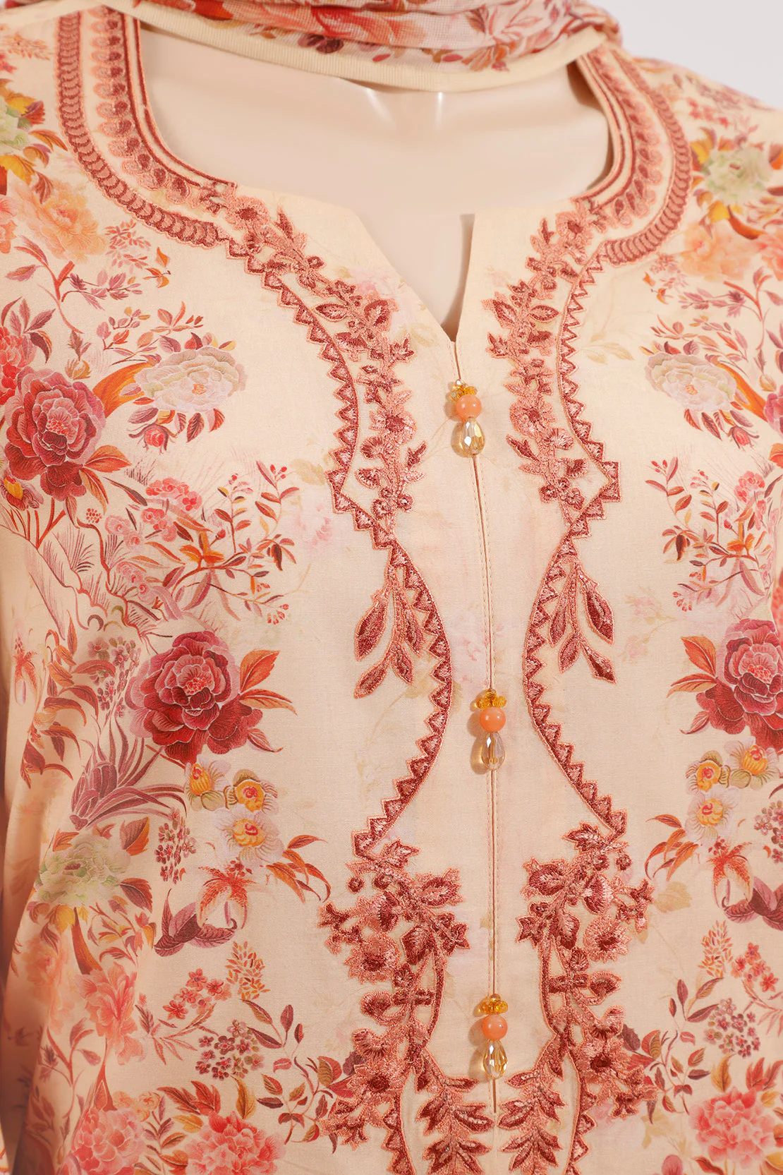 Unstitched Printed Emb Lawn 3 Piece With Cotton Net Dupatta - Image 3