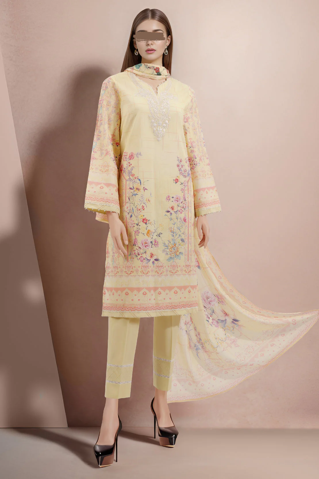 Unstitched Printed Emb Lawn 3 Piece With Cotton Net Dupatta