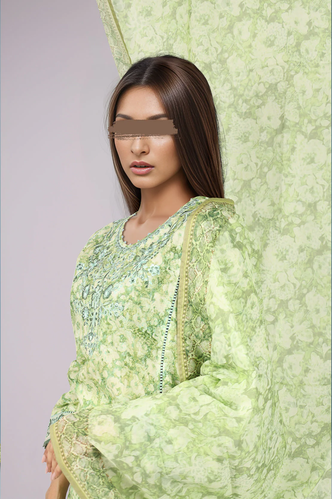 Unstitched Printed Emb Lawn Shirt - Image 3