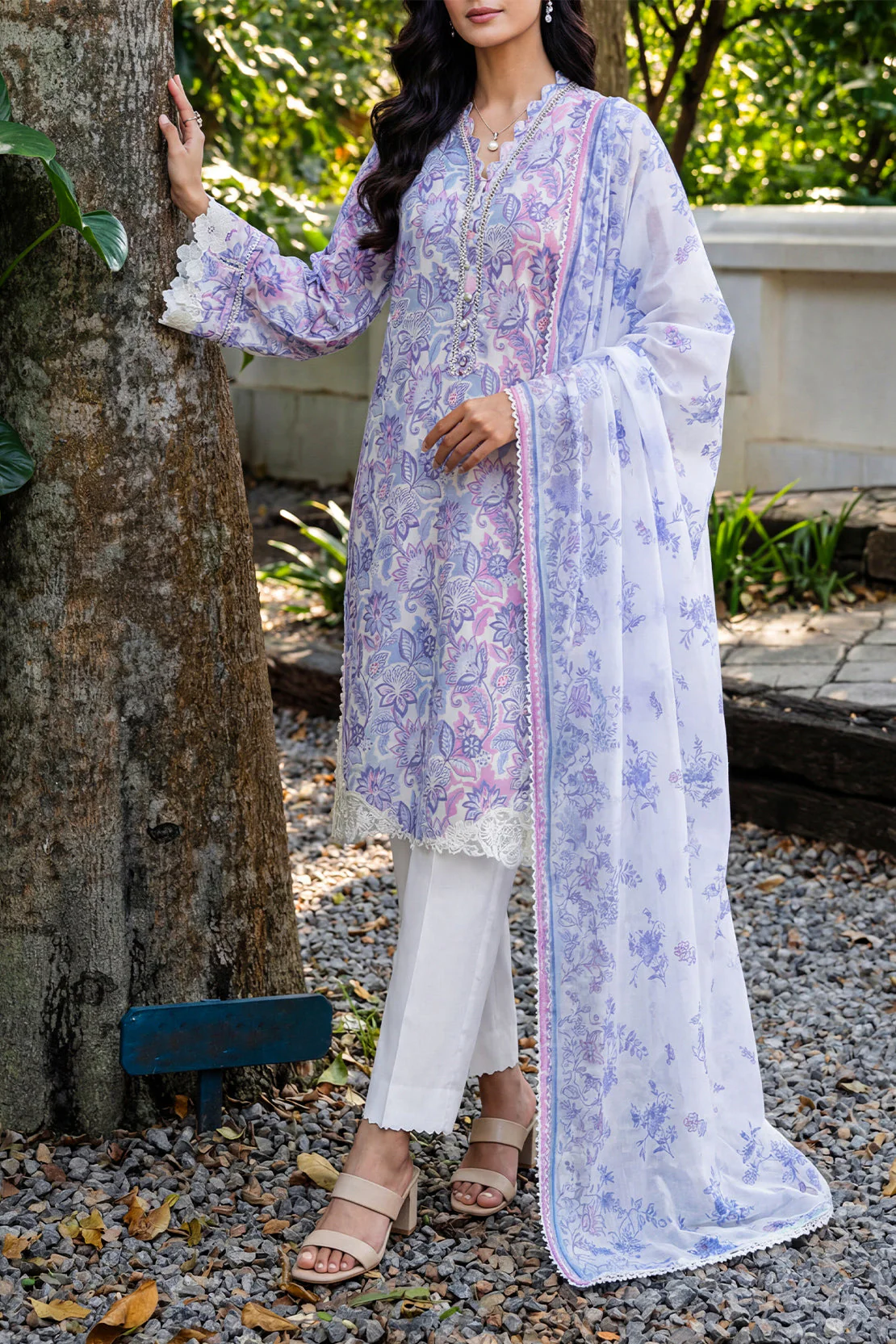 Unstitched Printed Embroidered Arabic Lawn 3 Piece
