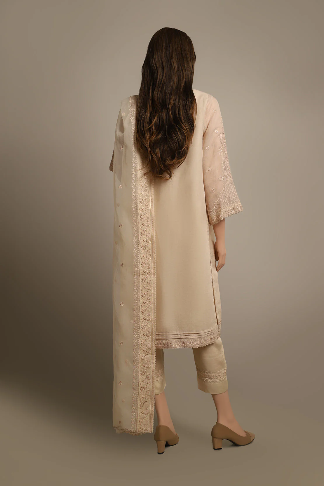 Unstitched Printed Embroidered Cotton Net 3 Piece - Image 2