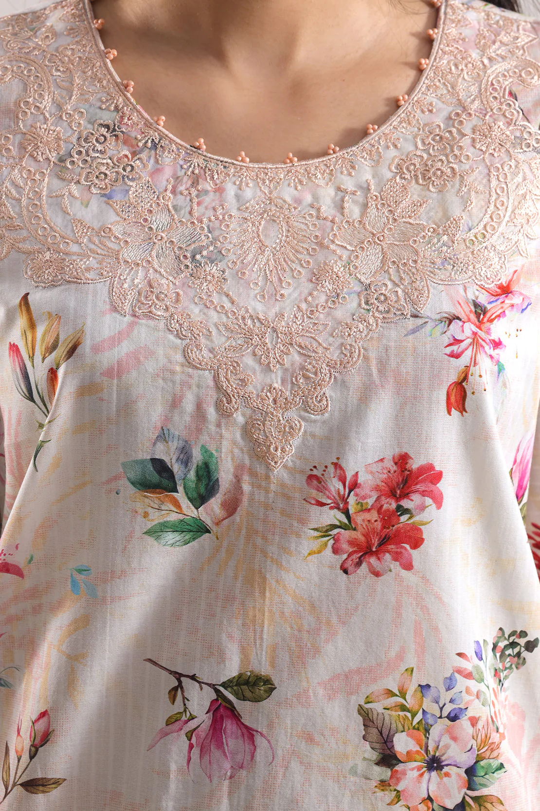 Unstitched Printed Embroidered Cotton Tencel 3 Piece - Image 4