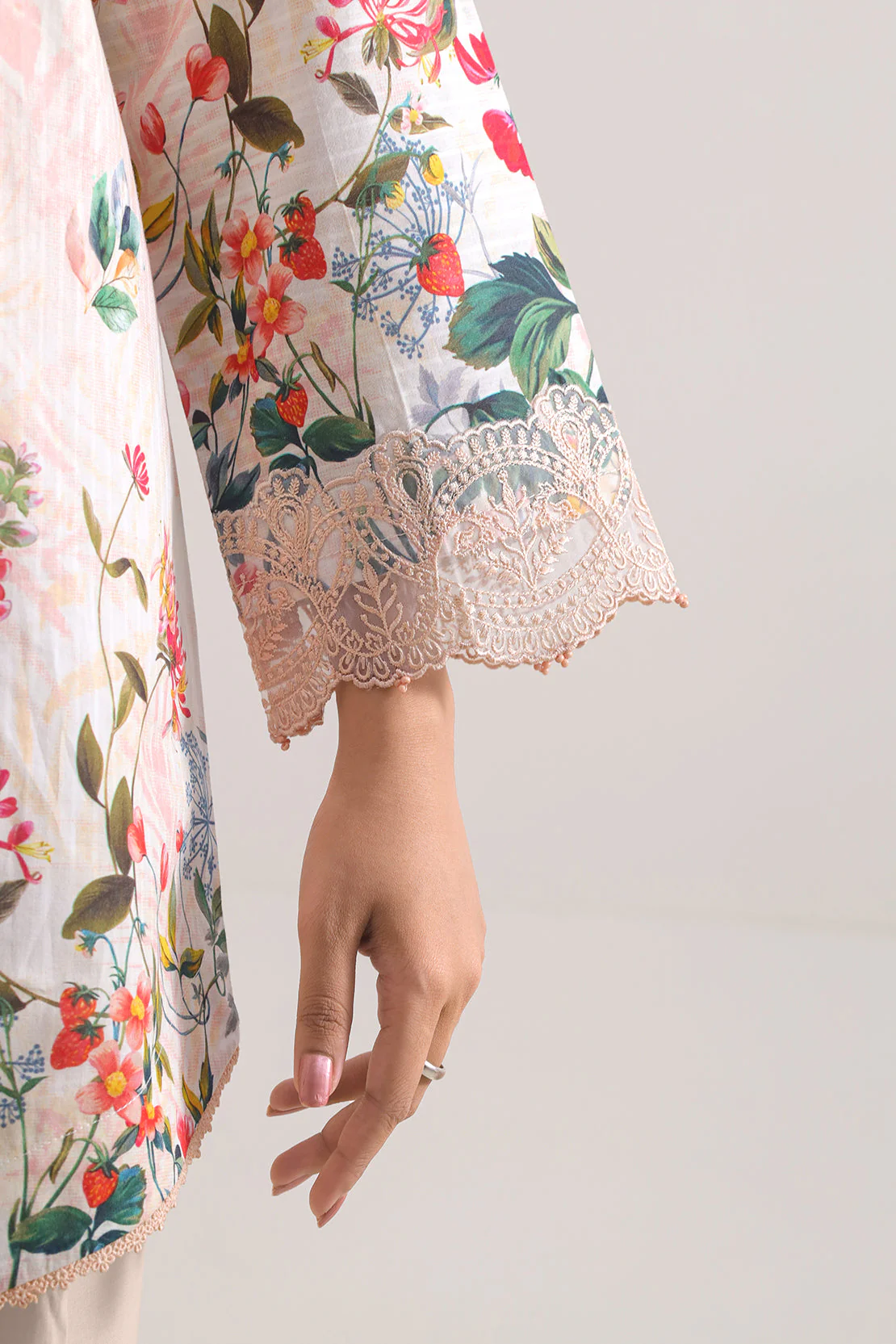 Unstitched Printed Embroidered Cotton Tencel 3 Piece - Image 5