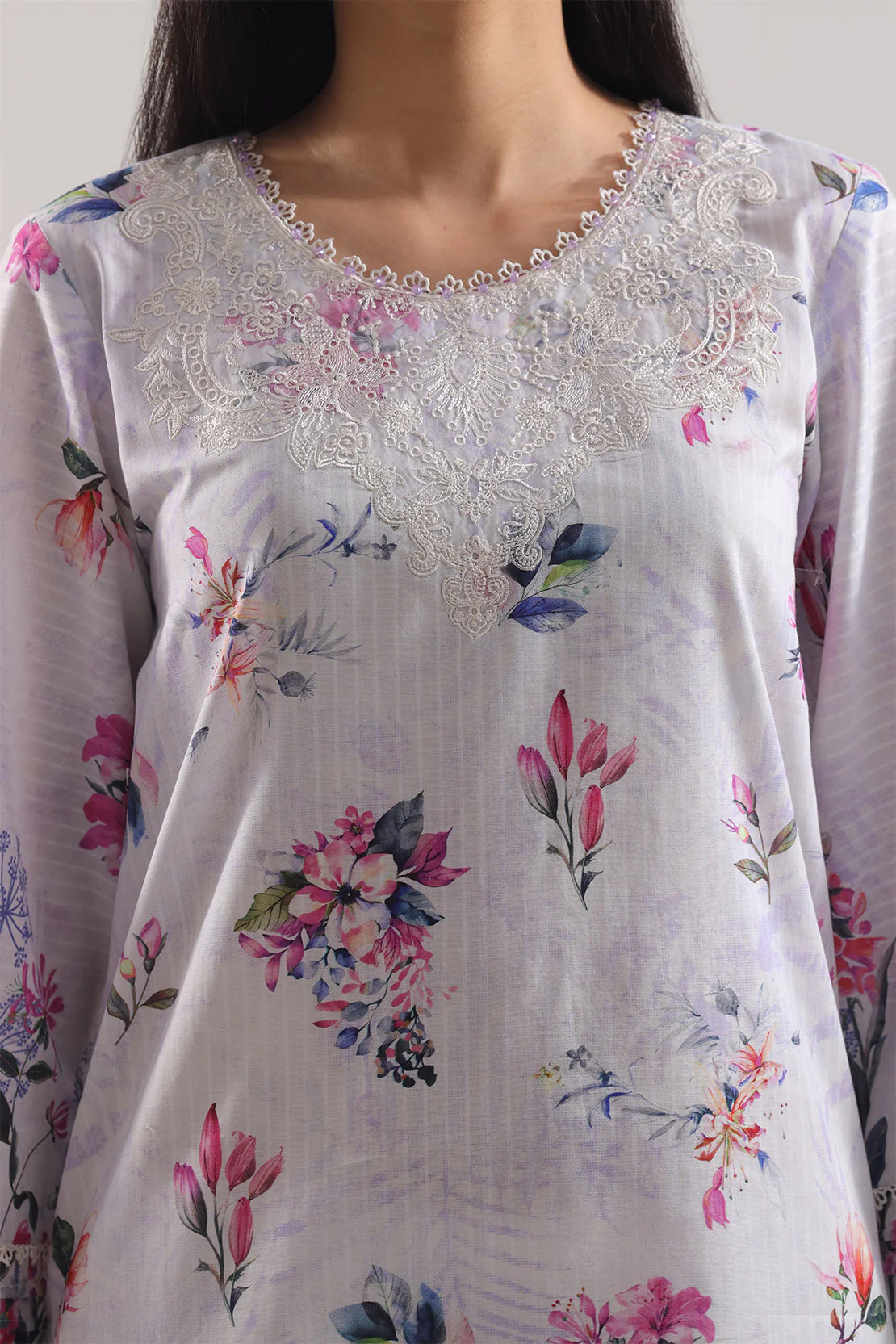 Unstitched Printed Embroidered Cotton Tencel 3 Piece - Image 3