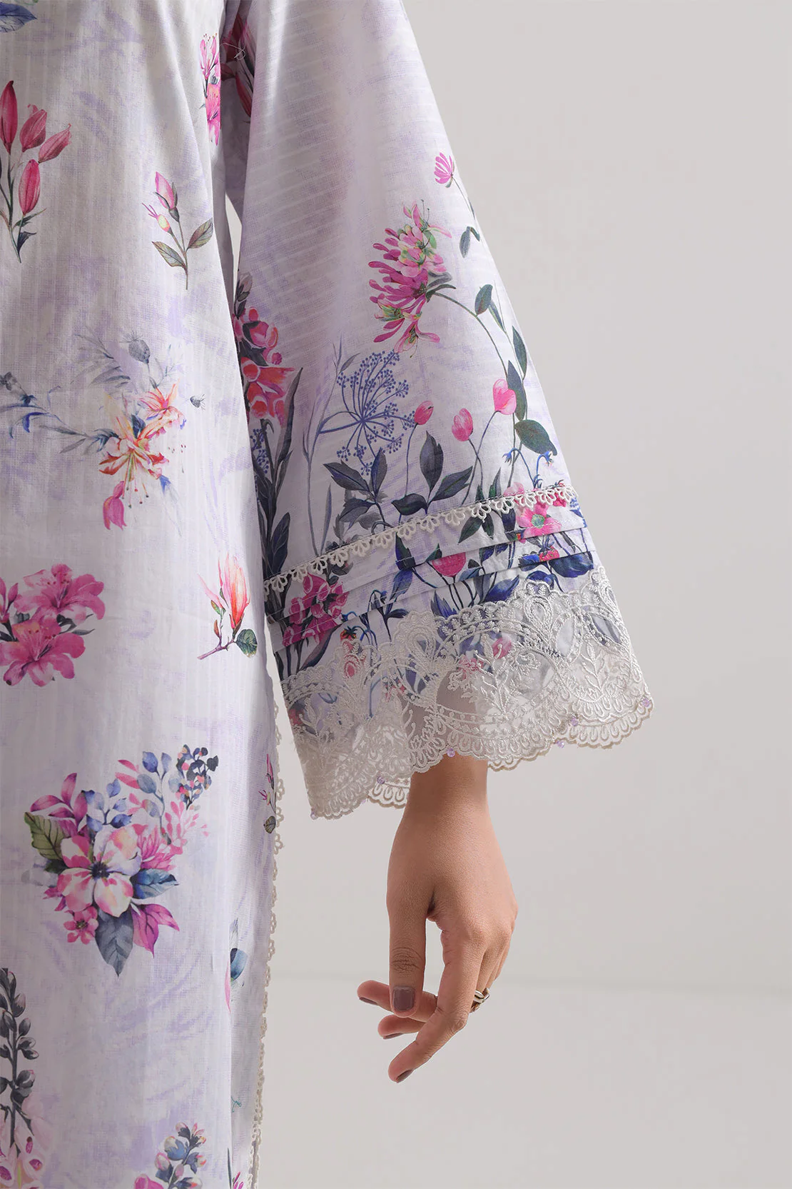 Unstitched Printed Embroidered Cotton Tencel 3 Piece - Image 4
