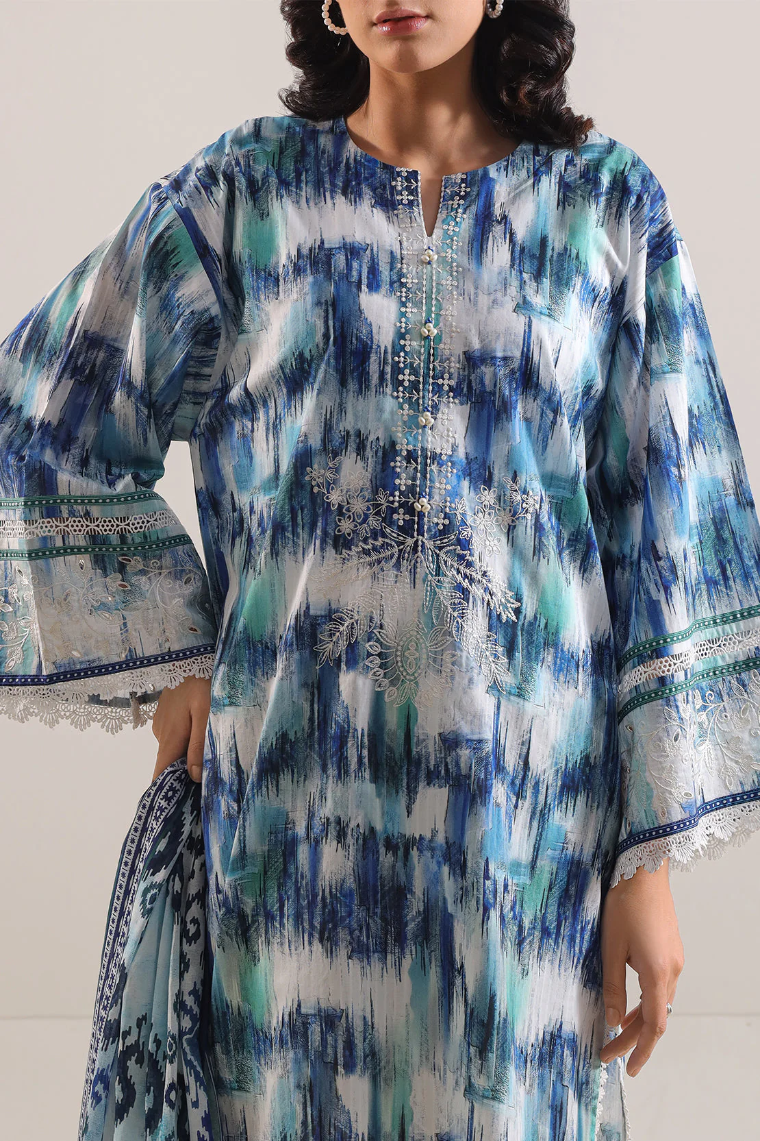 Unstitched Printed Embroidered Cotton Tencel 3 Piece - Image 3