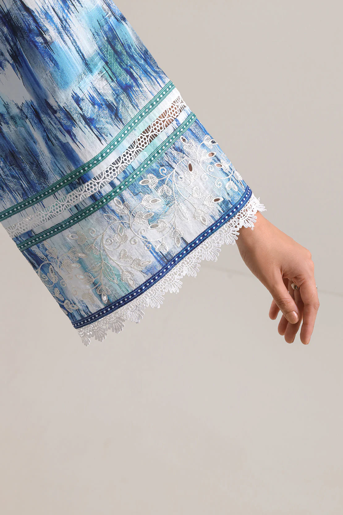 Unstitched Printed Embroidered Cotton Tencel 3 Piece - Image 5