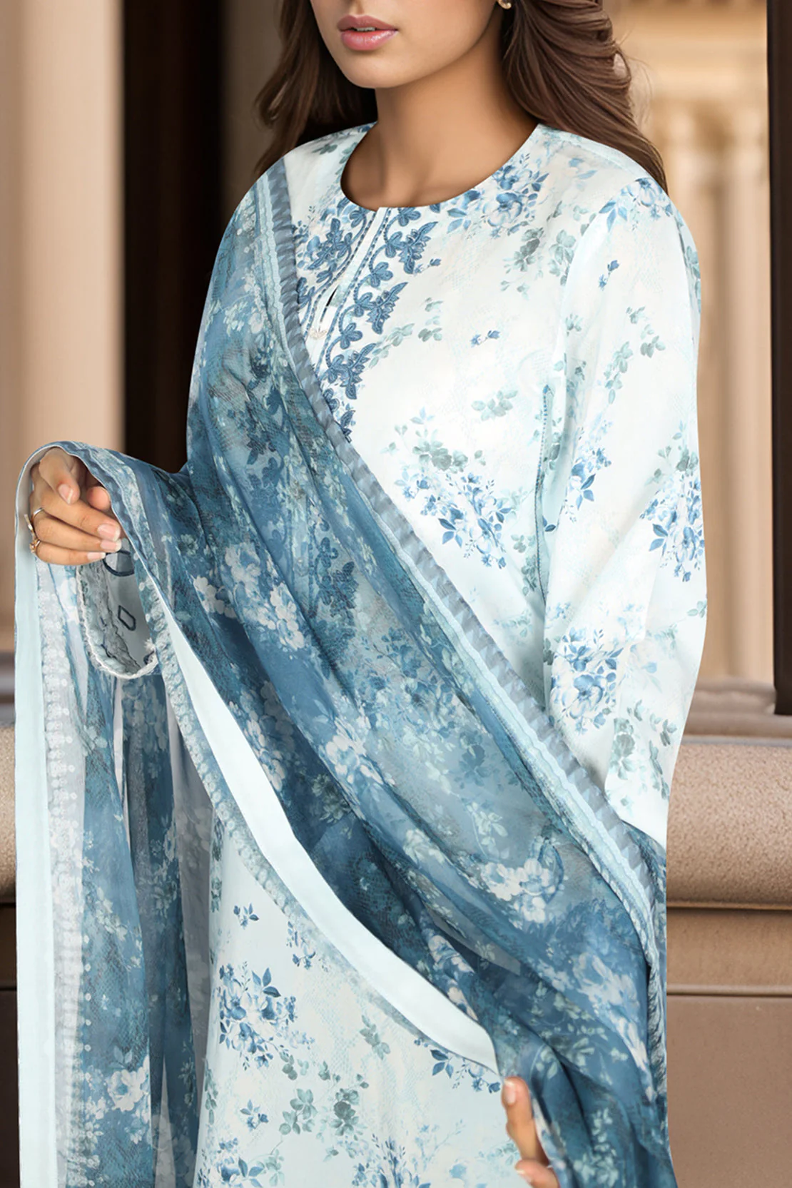 Unstitched Printed Embroidered Lawn 2 Piece (Shirt/Trouser) - Image 3