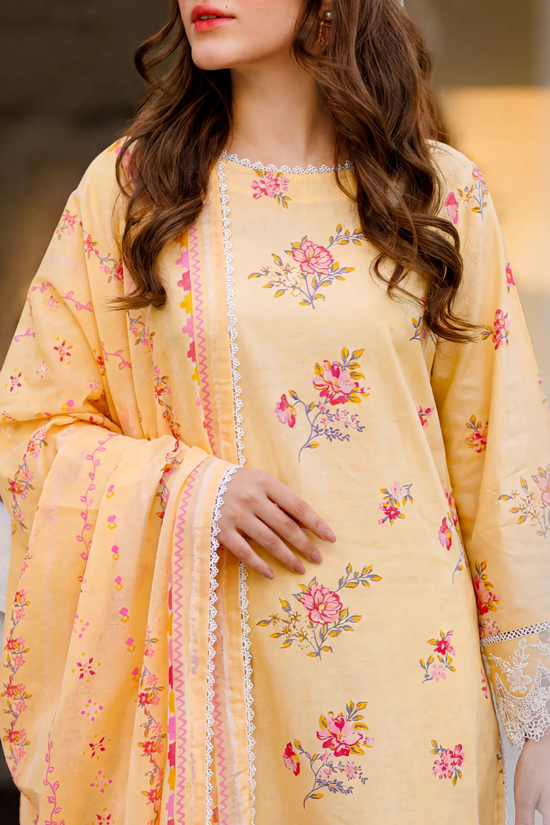 Unstitched Printed Embroidered Lawn 2 Piece (Shirt/Dupatta) - Image 4