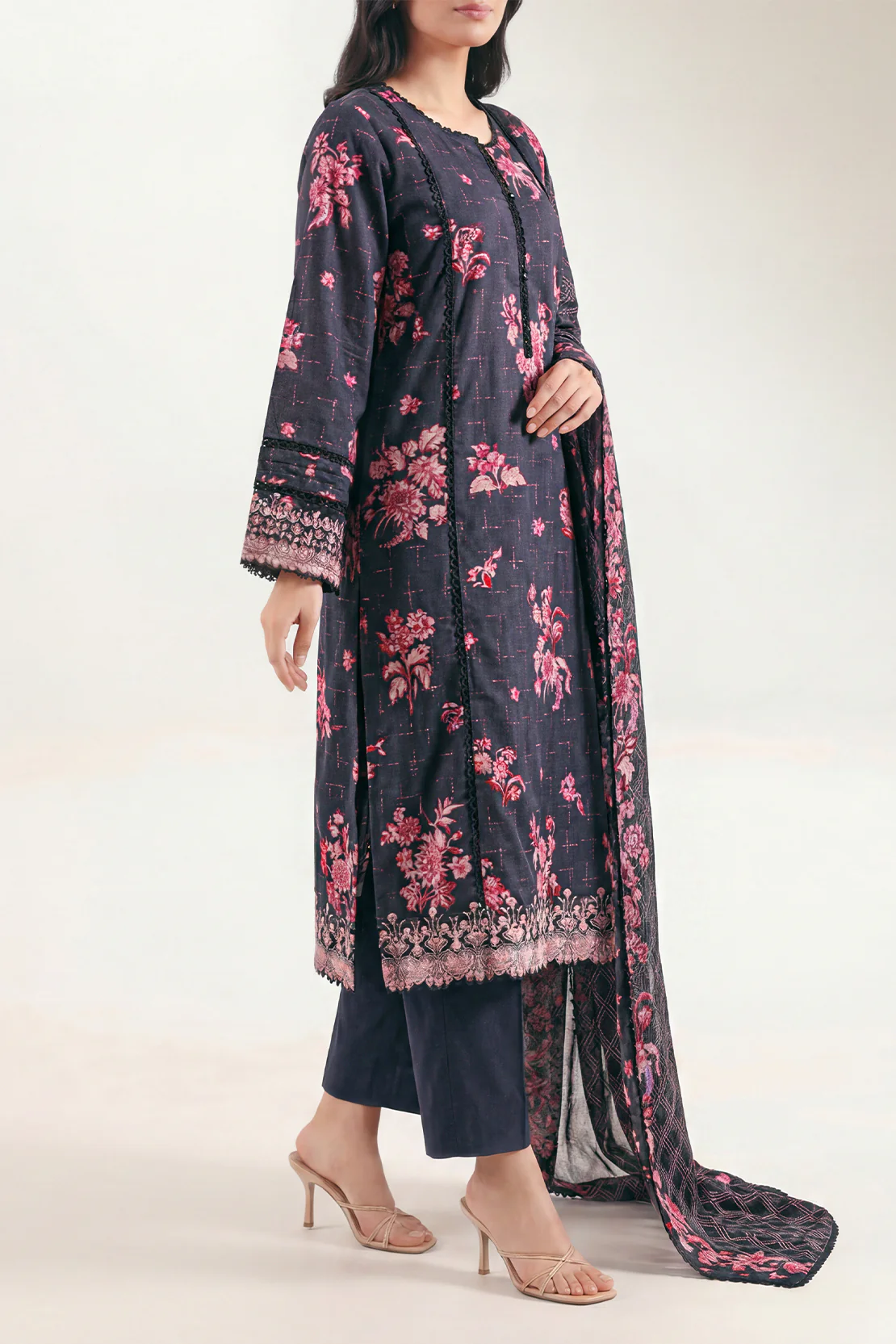 Unstitched Printed Embroidered Lawn 2 Piece (Shirt/Dupatta)