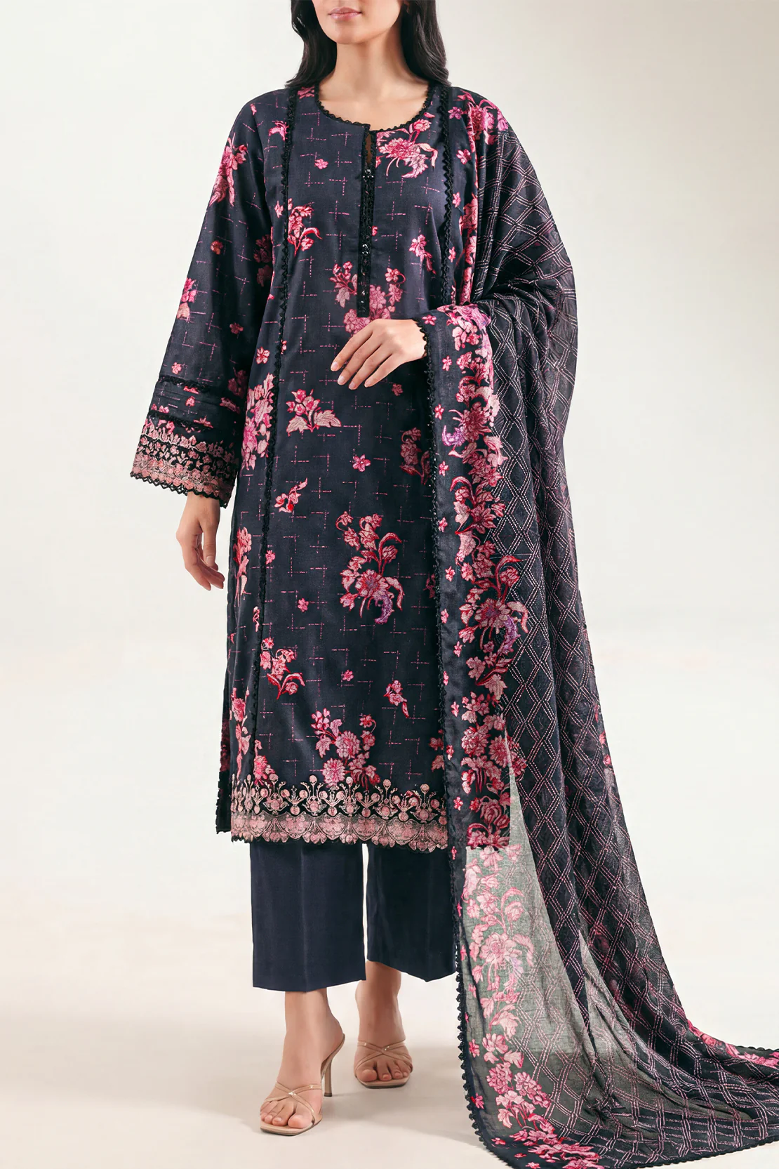 Unstitched Printed Embroidered Lawn 2 Piece (Shirt/Dupatta) - Image 2