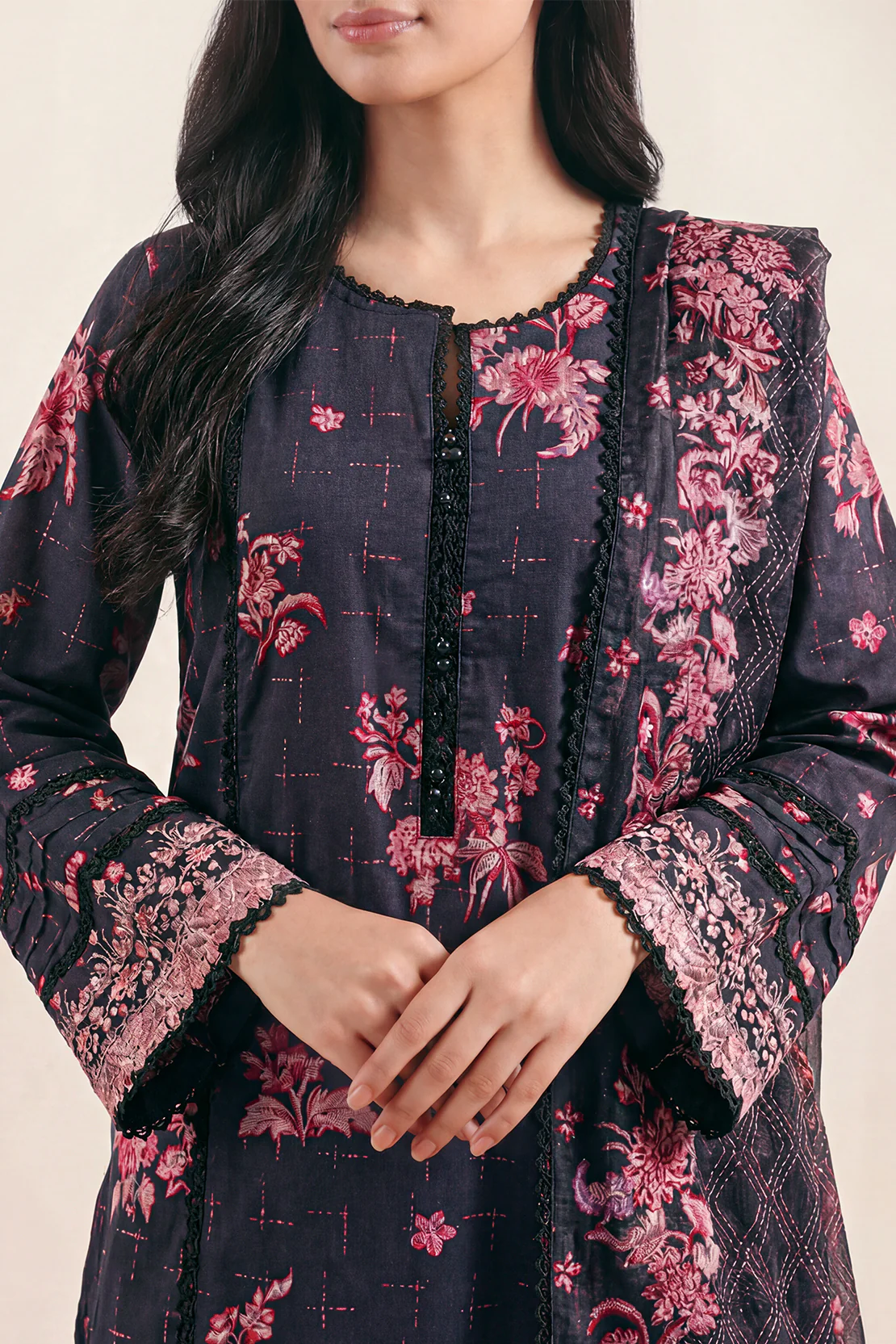Unstitched Printed Embroidered Lawn 2 Piece (Shirt/Dupatta) - Image 3