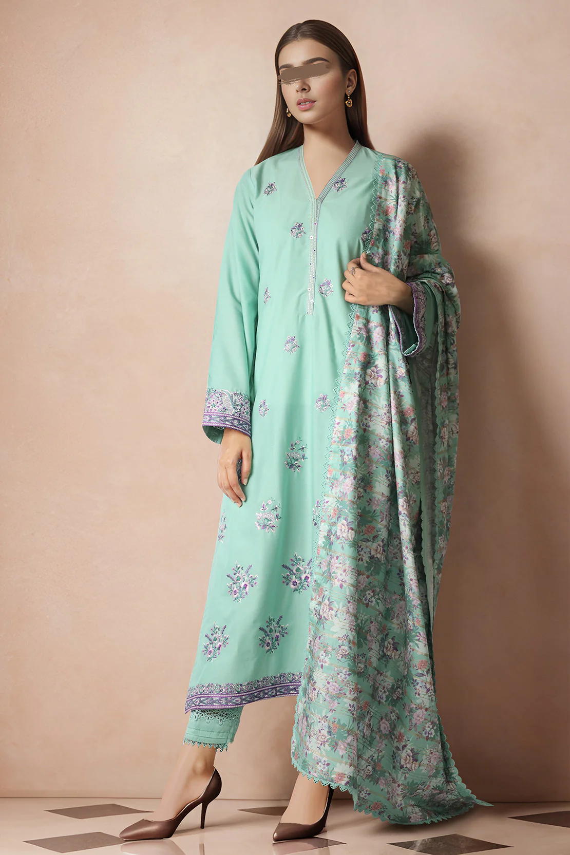 Unstitched Embroidered Lawn 3 Piece
