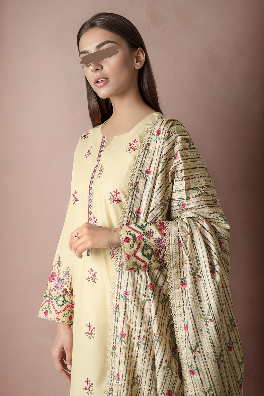 Unstitched Printed Embroidered Lawn 3 Piece - Image 2