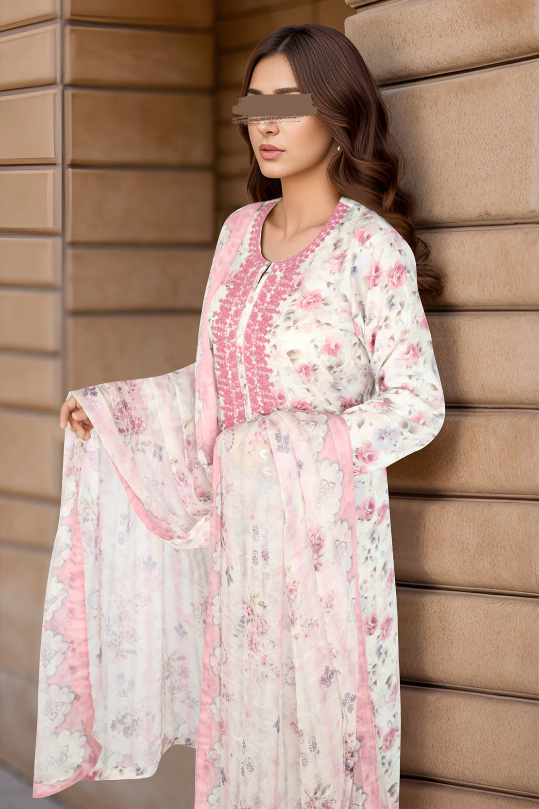 Unstitched Printed Embroidered Lawn 3 Piece - Image 2