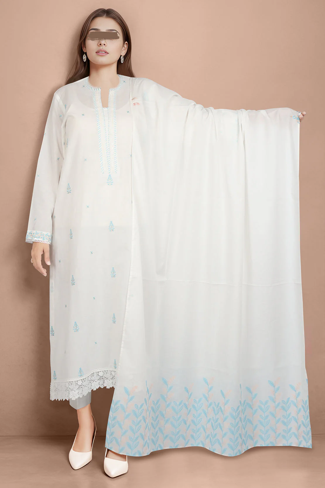Unstitched Printed Embroidered Lawn 3 Piece - Image 2