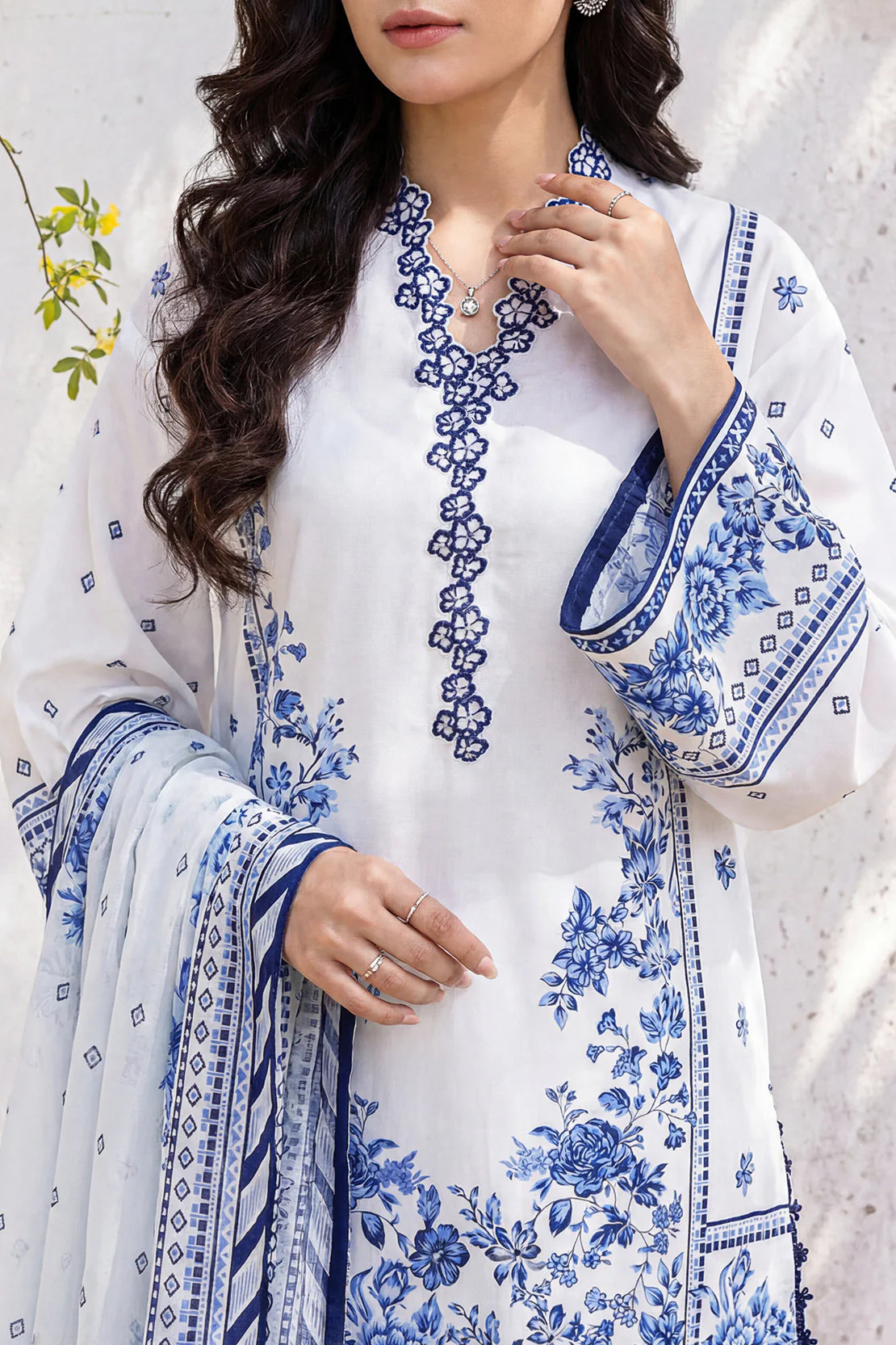 Unstitched Printed Embroidered Lawn 3 Piece - Image 4
