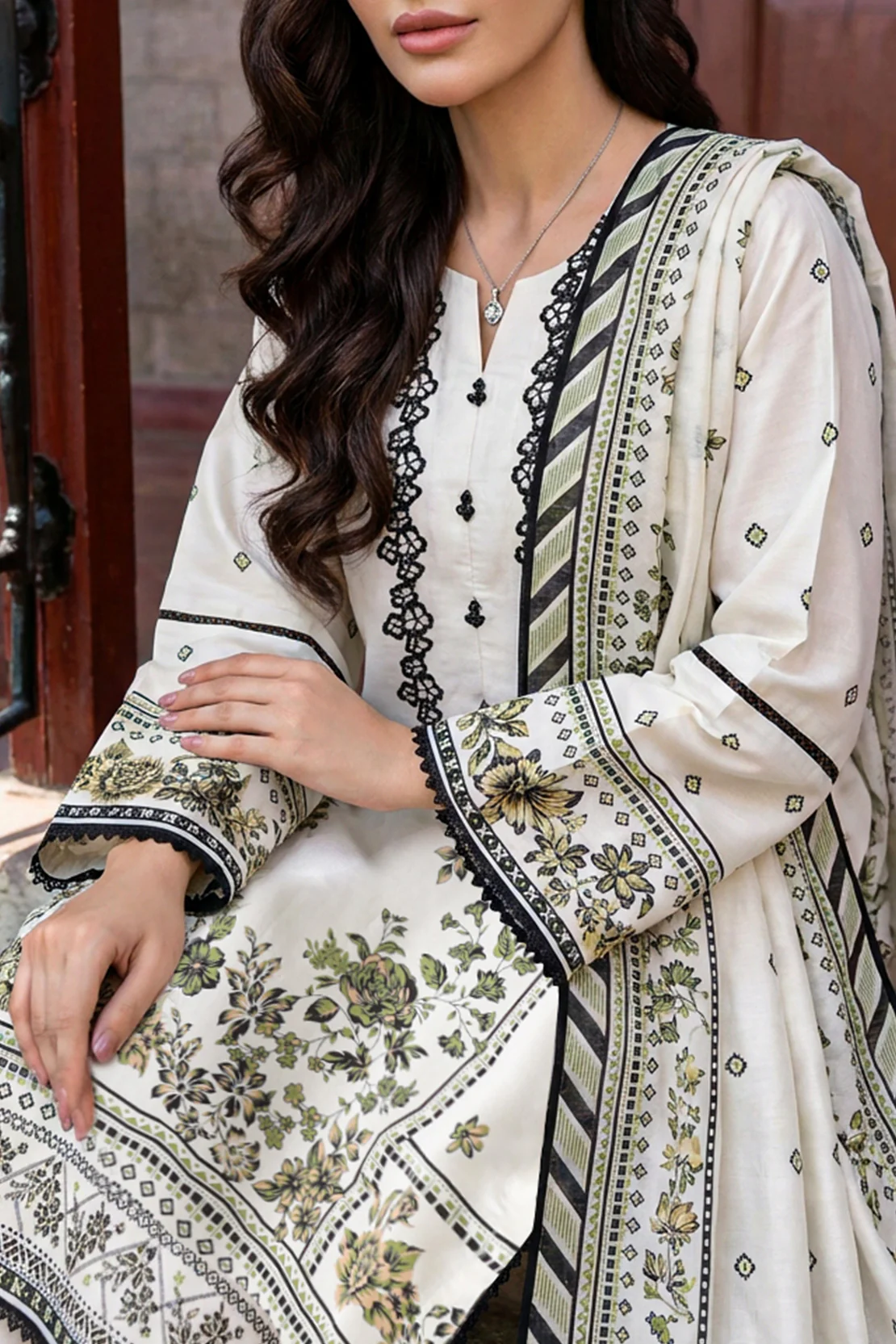 Unstitched Printed Embroidered Lawn 3 Piece - Image 2