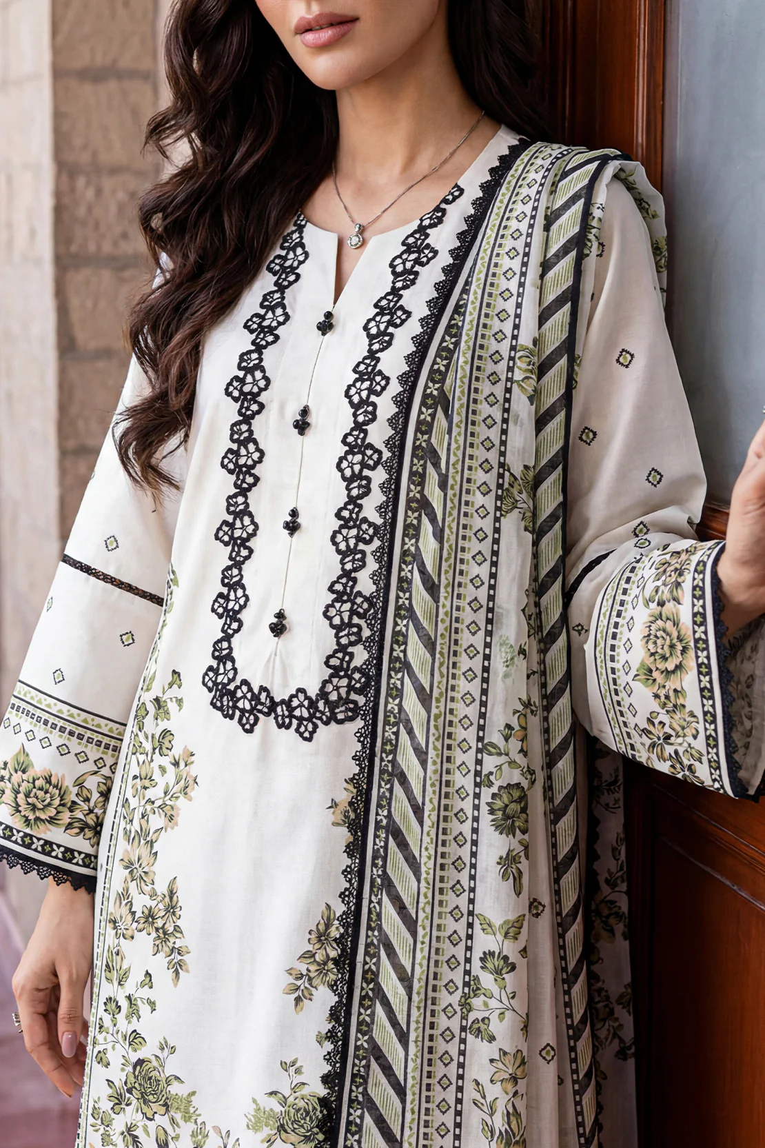 Unstitched Printed Embroidered Lawn 3 Piece - Image 3