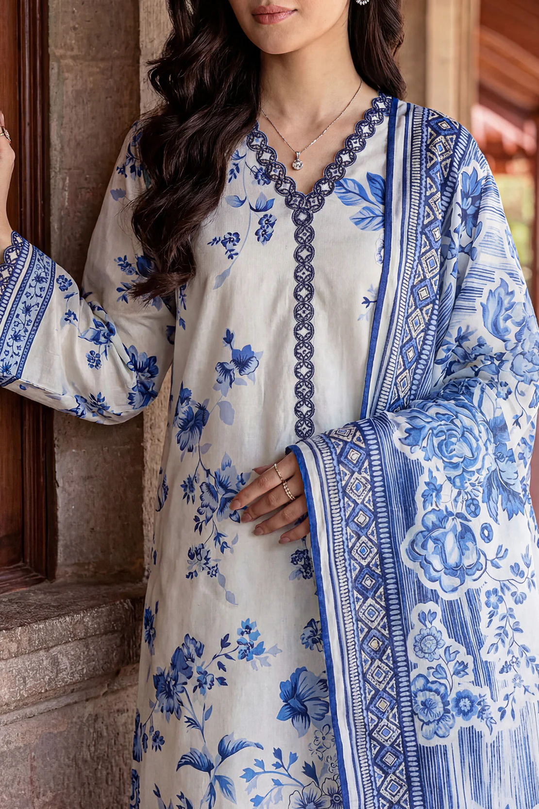 Unstitched Printed Embroidered Lawn 3 Piece - Image 2