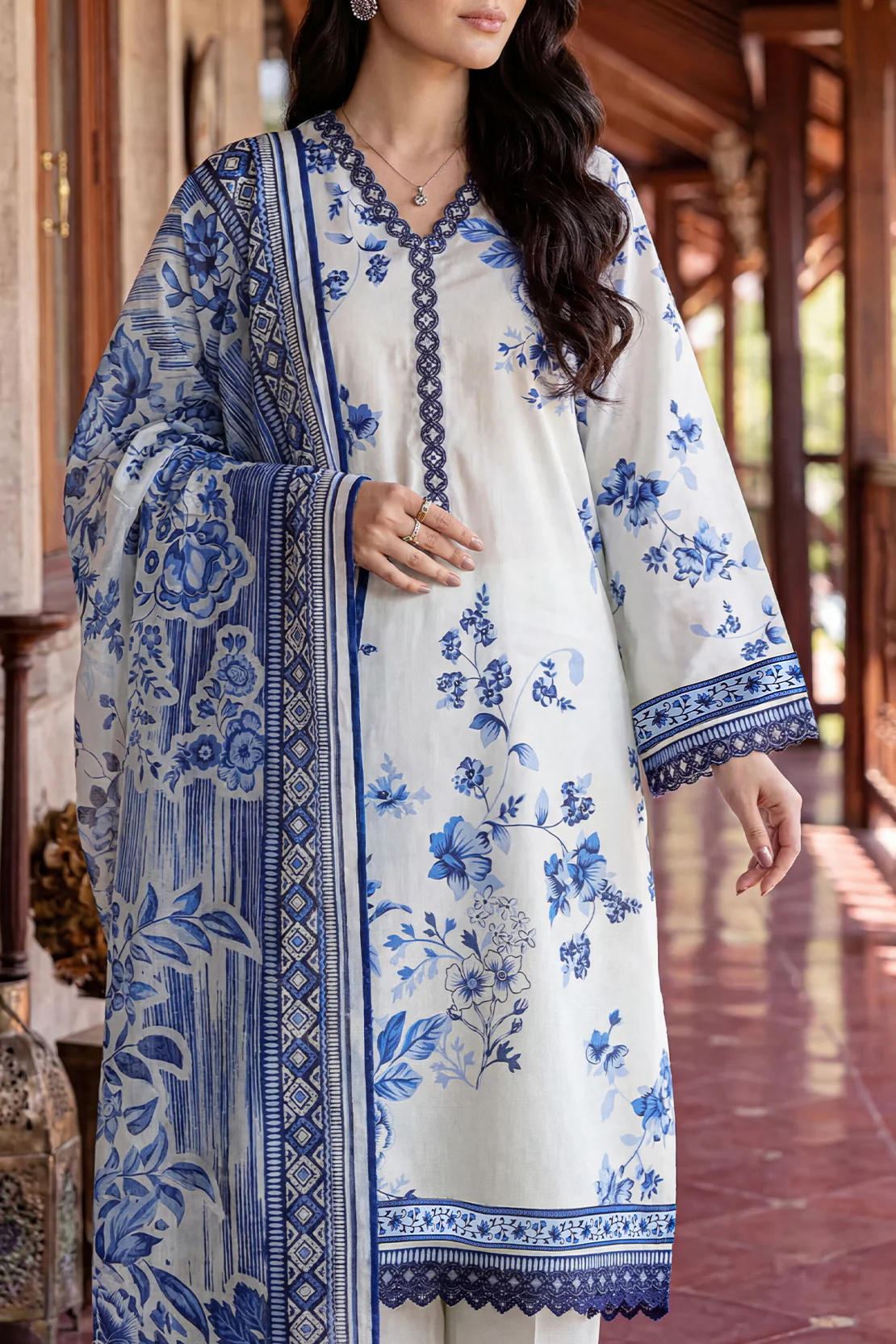 Unstitched Printed Embroidered Lawn 3 Piece - Image 3