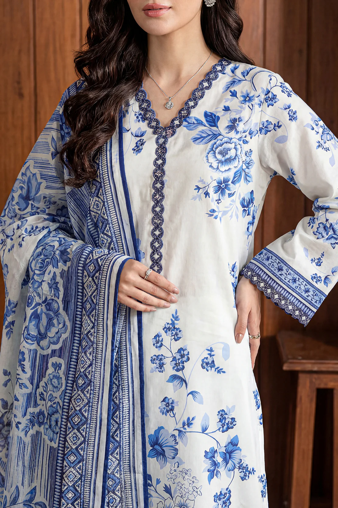 Unstitched Printed Embroidered Lawn 3 Piece - Image 4