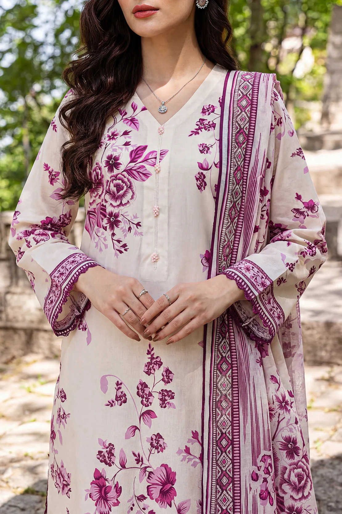 Unstitched Printed Embroidered Lawn 3 Piece - Image 2