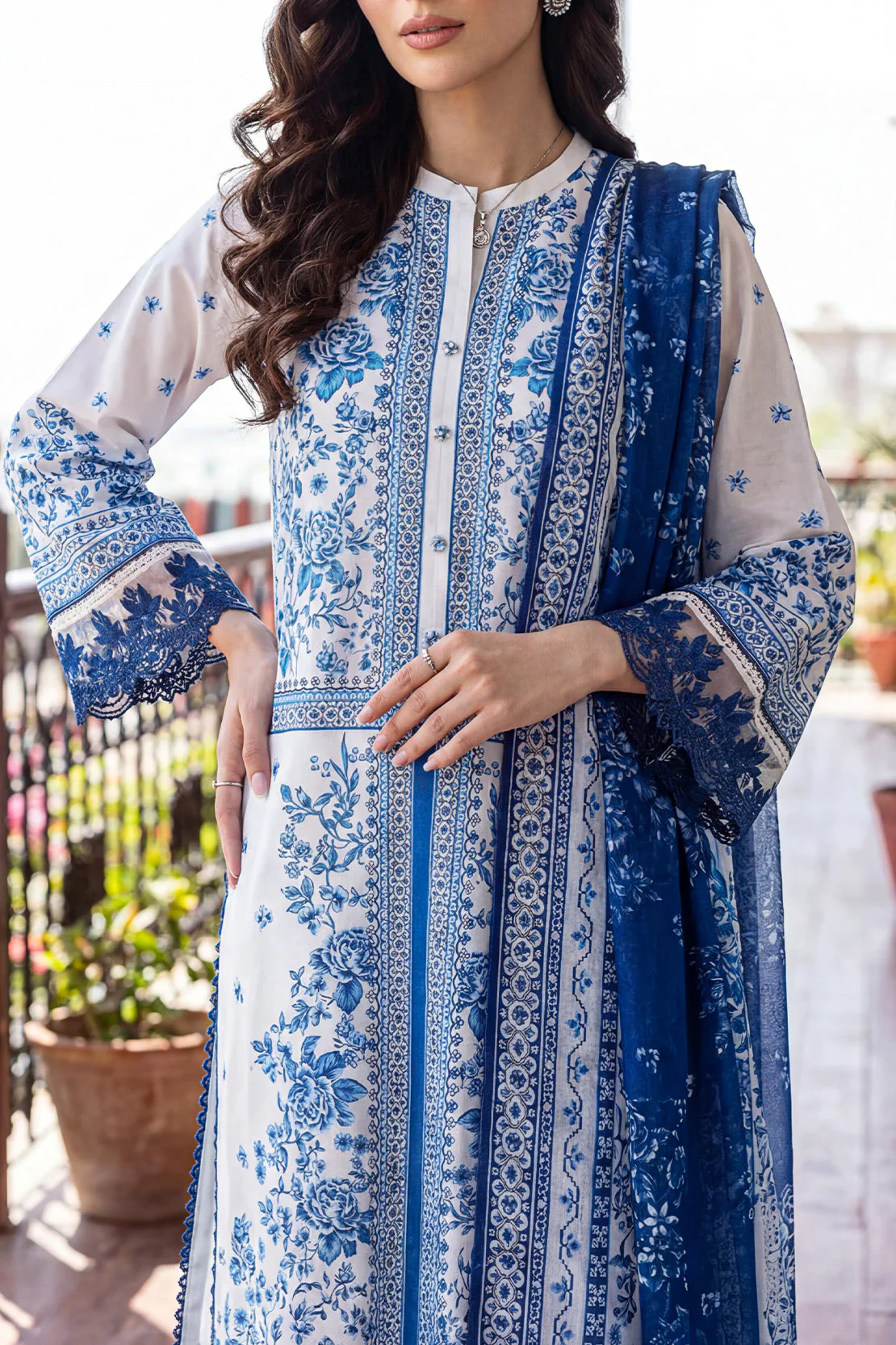 Unstitched Printed Embroidered Lawn 3 Piece - Image 3