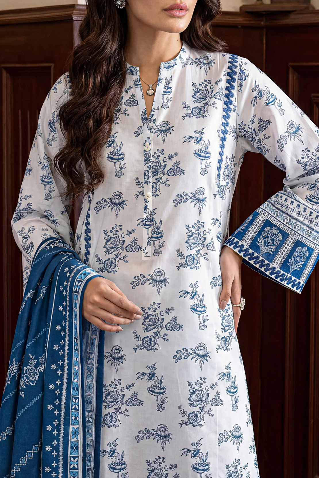 Unstitched Printed Embroidered Lawn 3 Piece - Image 2