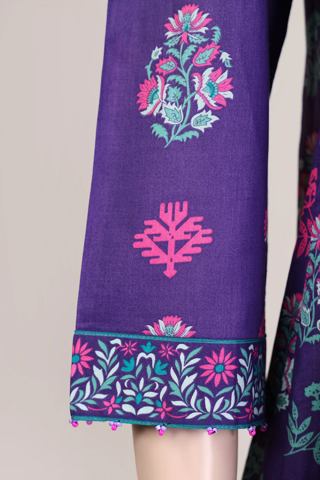 Unstitched Printed Embroidered Lawn Shirt - Image 4