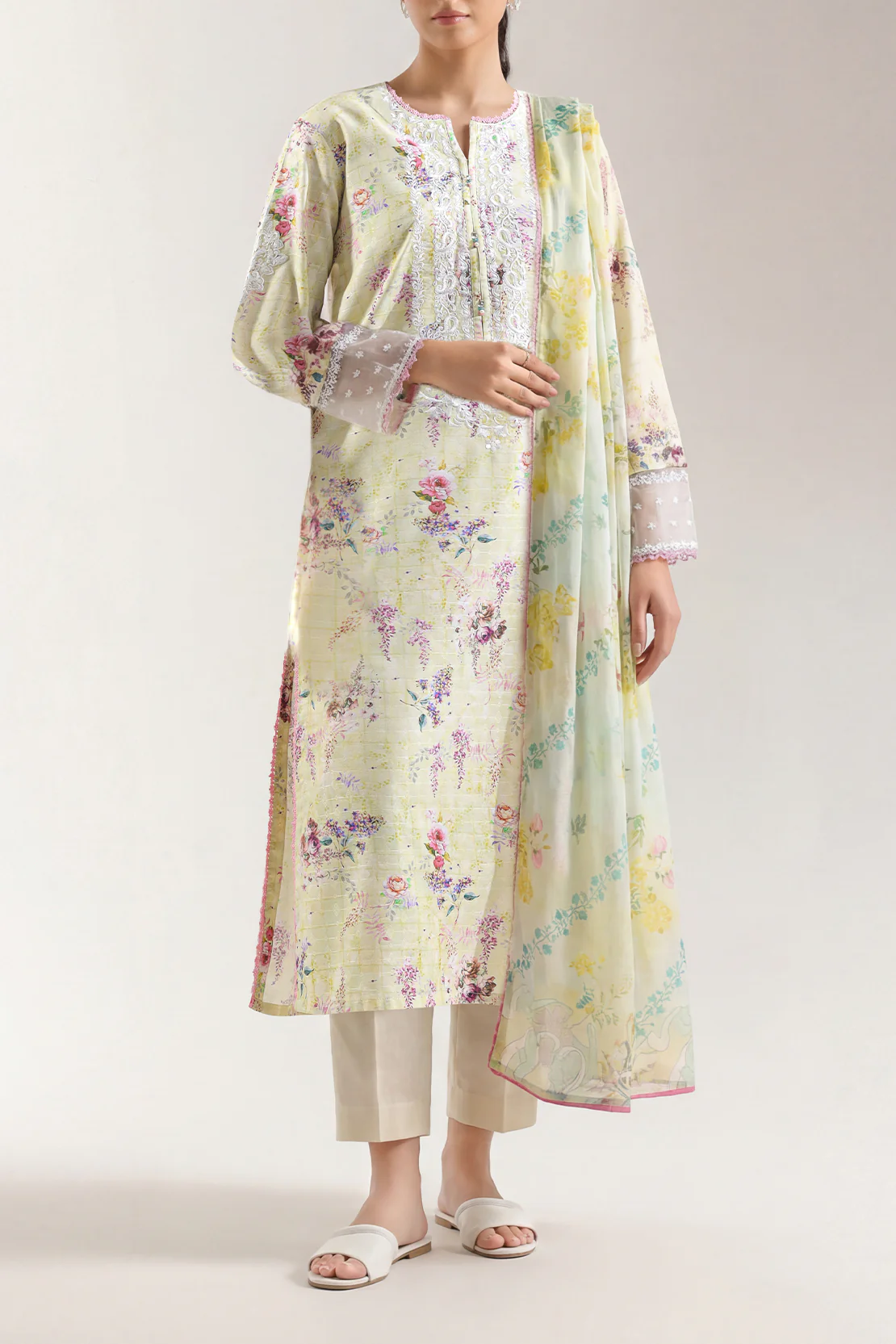Unstitched Printed Embroidered Self Jacquard 2 Piece (Shirt/Dupatta)
