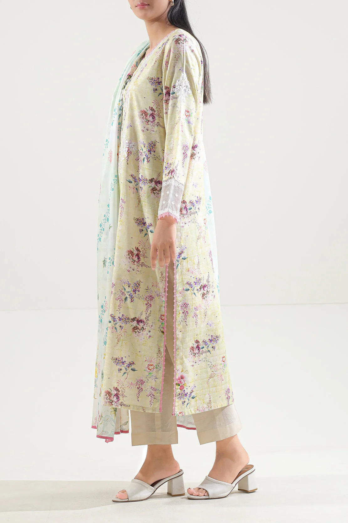 Unstitched Printed Embroidered Self Jacquard 2 Piece (Shirt/Dupatta) - Image 2