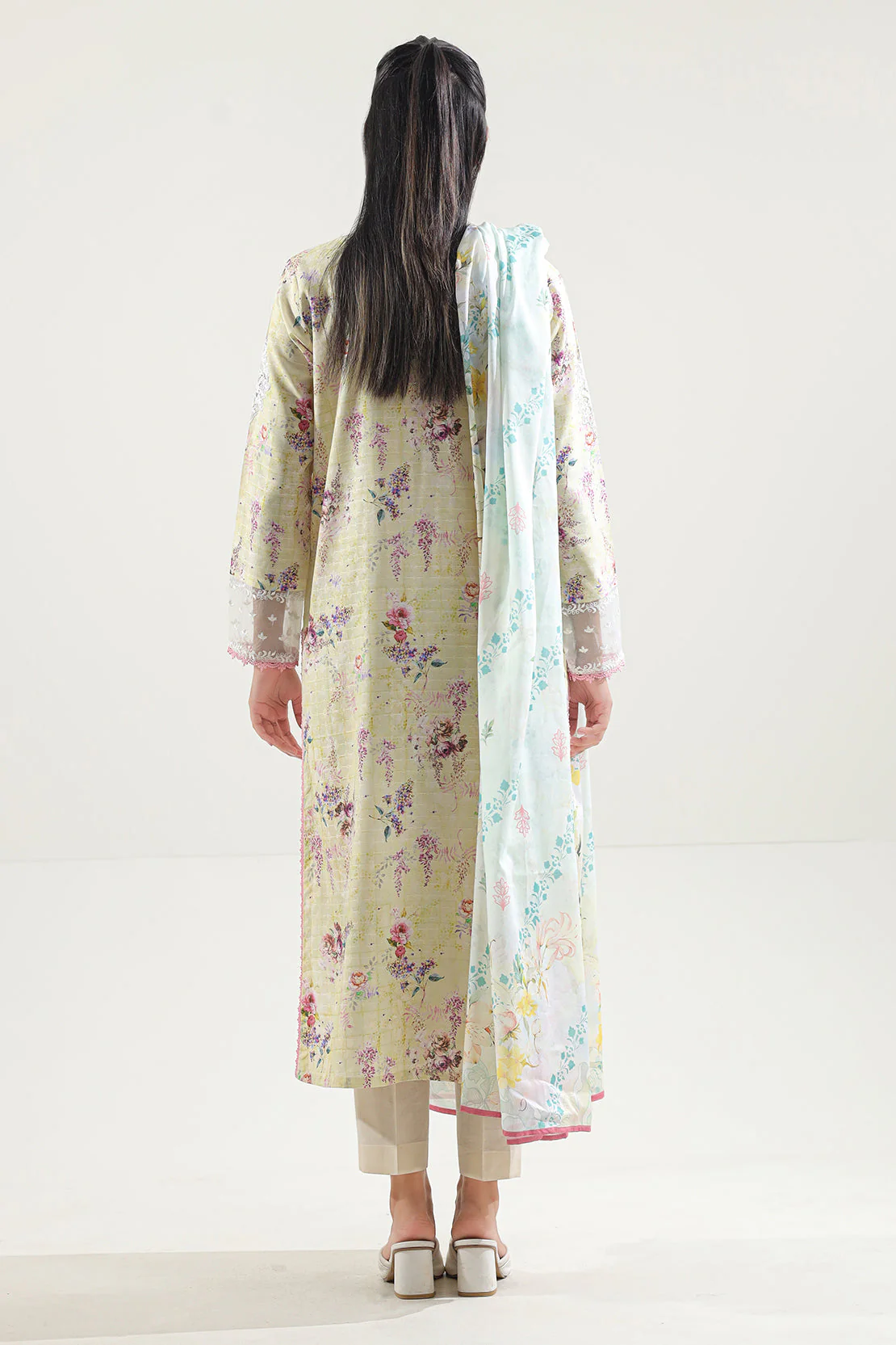 Unstitched Printed Embroidered Self Jacquard 2 Piece (Shirt/Dupatta) - Image 3