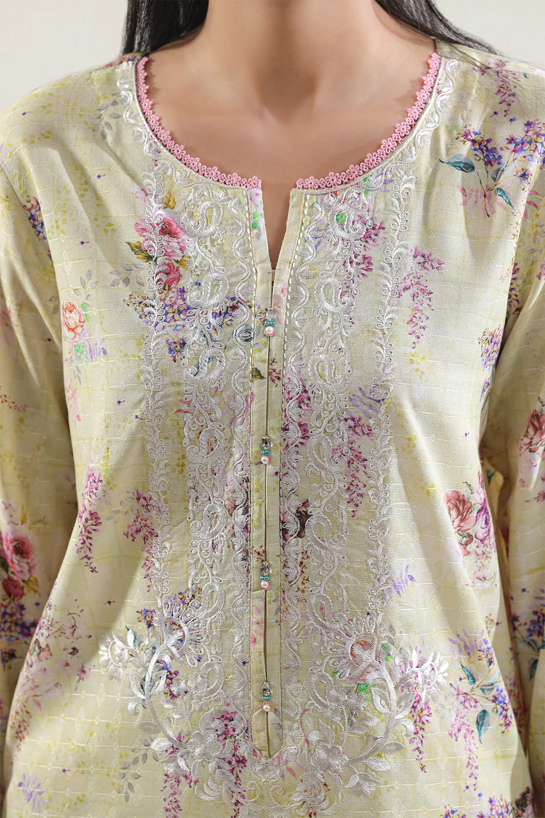 Unstitched Printed Embroidered Self Jacquard 2 Piece (Shirt/Dupatta) - Image 5