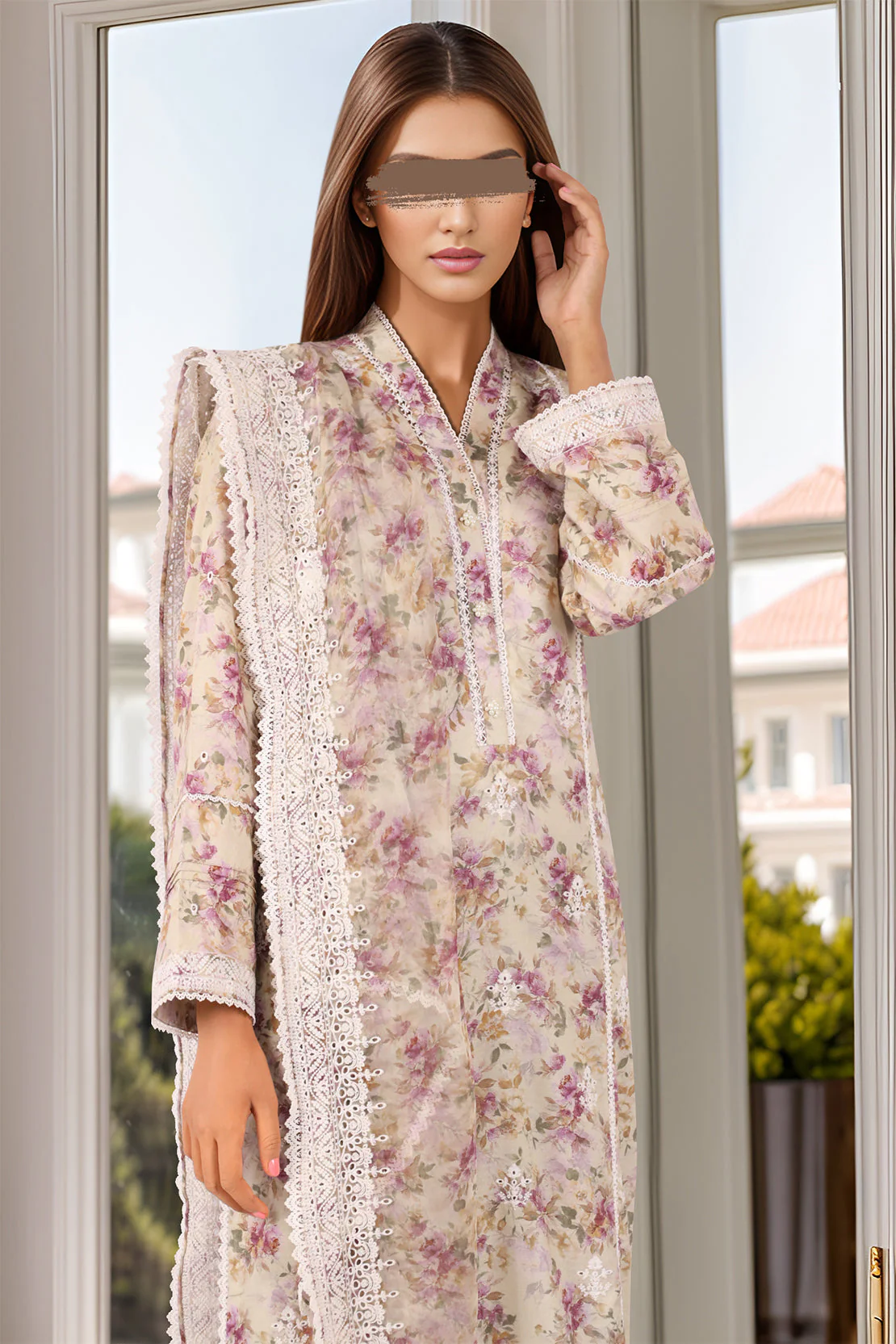 Unstitched Printed Embroidered Self Jacquard 2 Piece (Shirt/Trouser) - Image 4