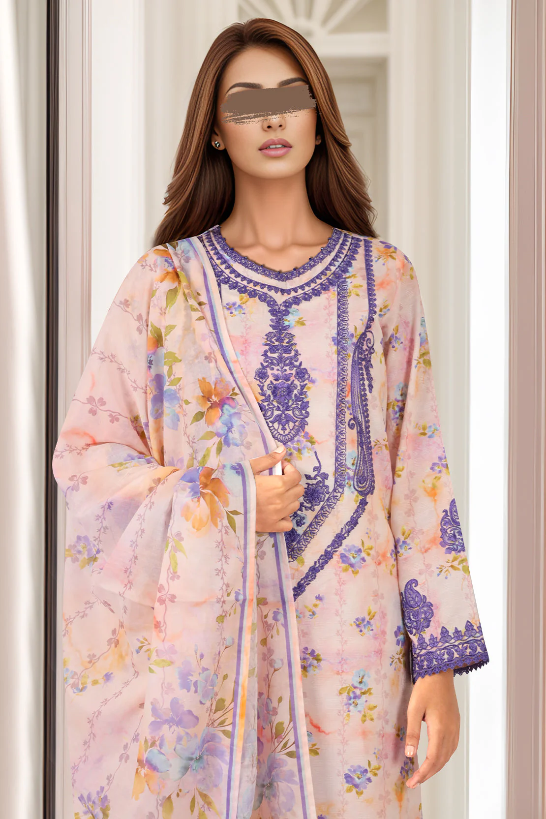 Unstitched Printed Embroidered Self Jacquard 2 Piece (Shirt/Trouser) - Image 2