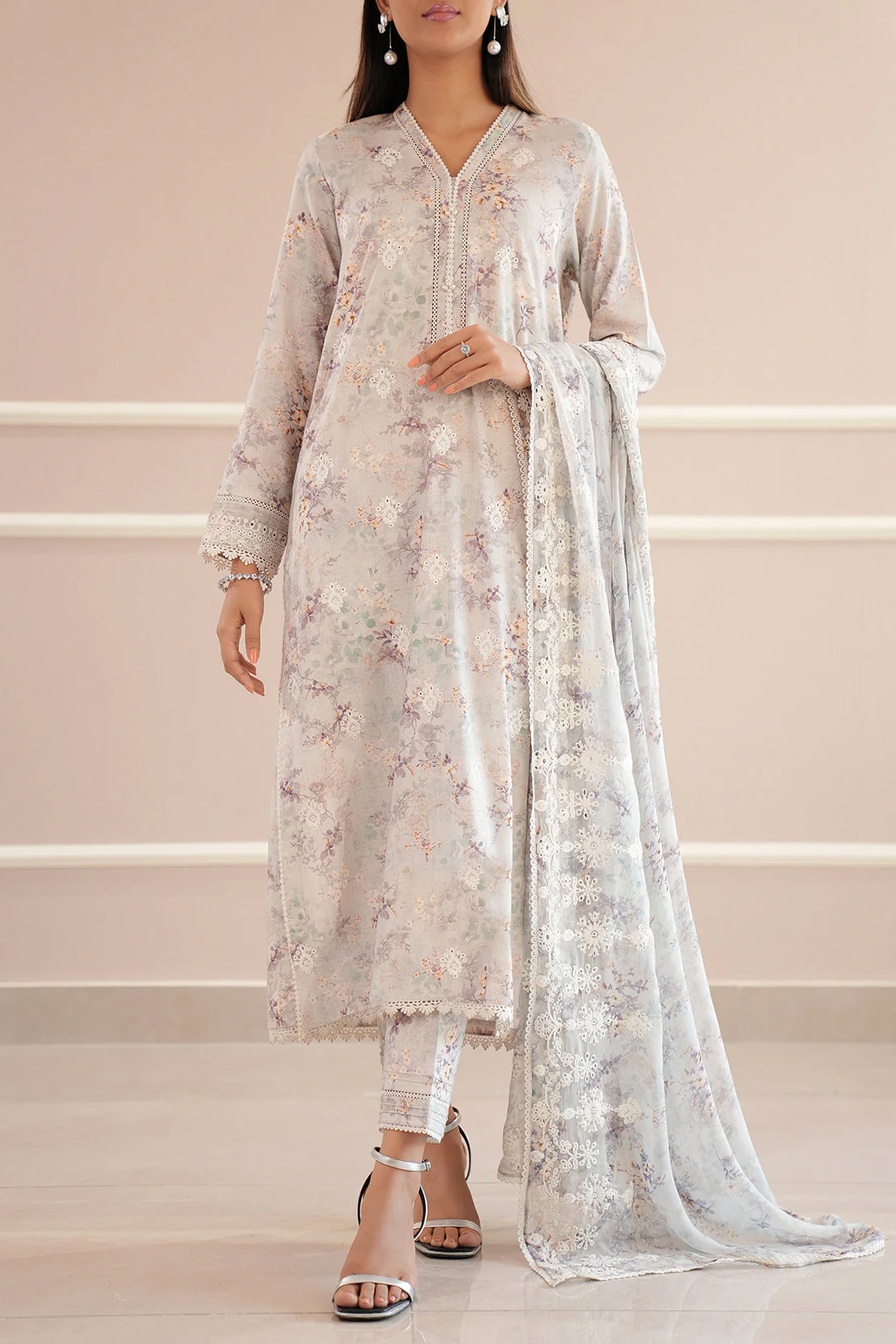 Unstitched Printed Embroidered Self Jacquard 2 Piece (Shirt/Trouser) - Image 2