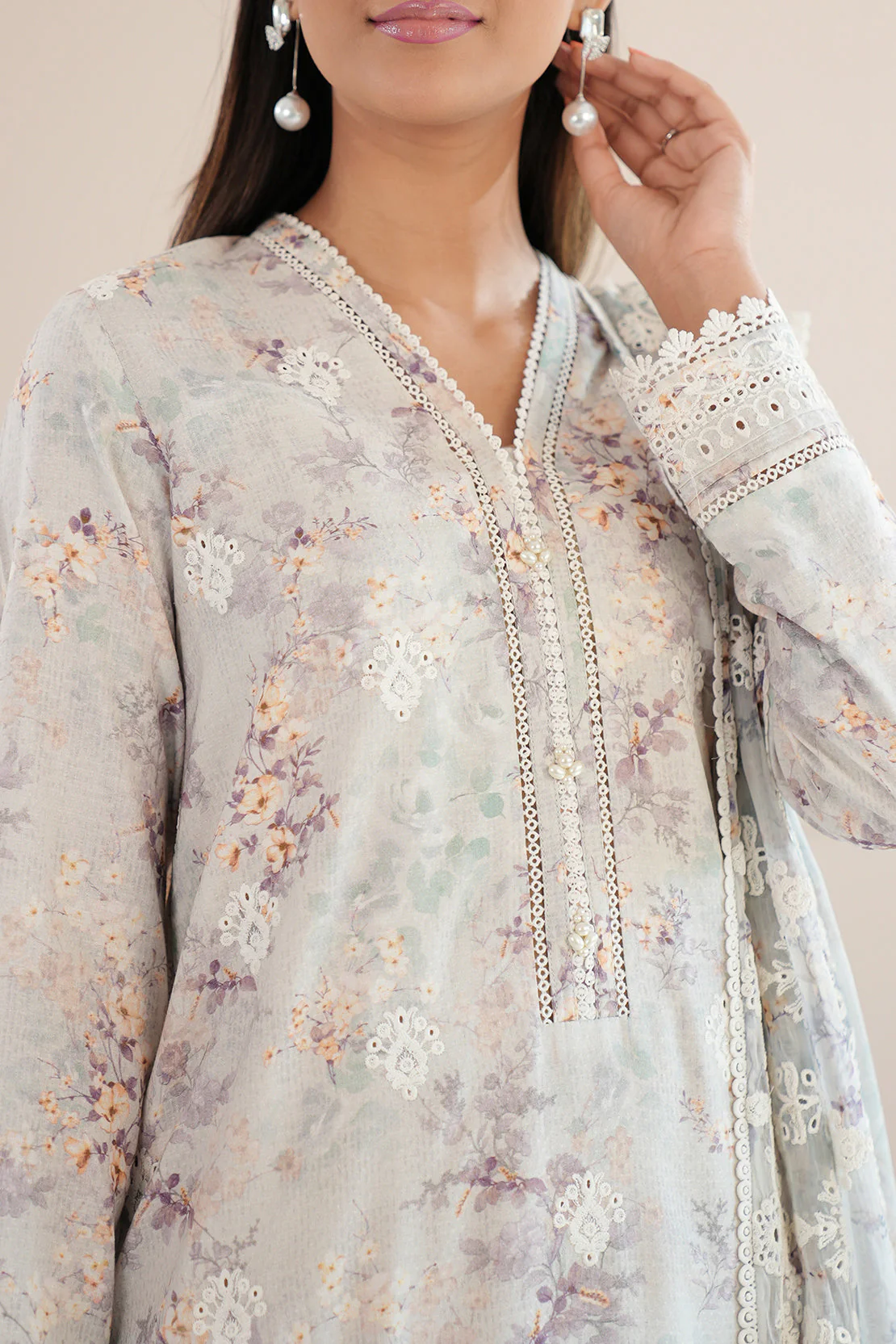 Unstitched Printed Embroidered Self Jacquard 2 Piece (Shirt/Trouser) - Image 4