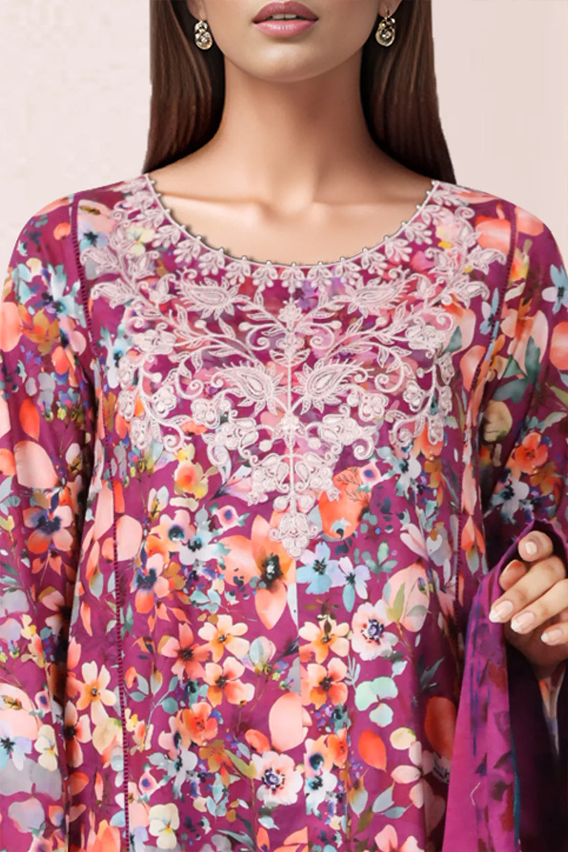 Unstitched Printed Embroidered Self Jacquard 3 Piece - Image 2