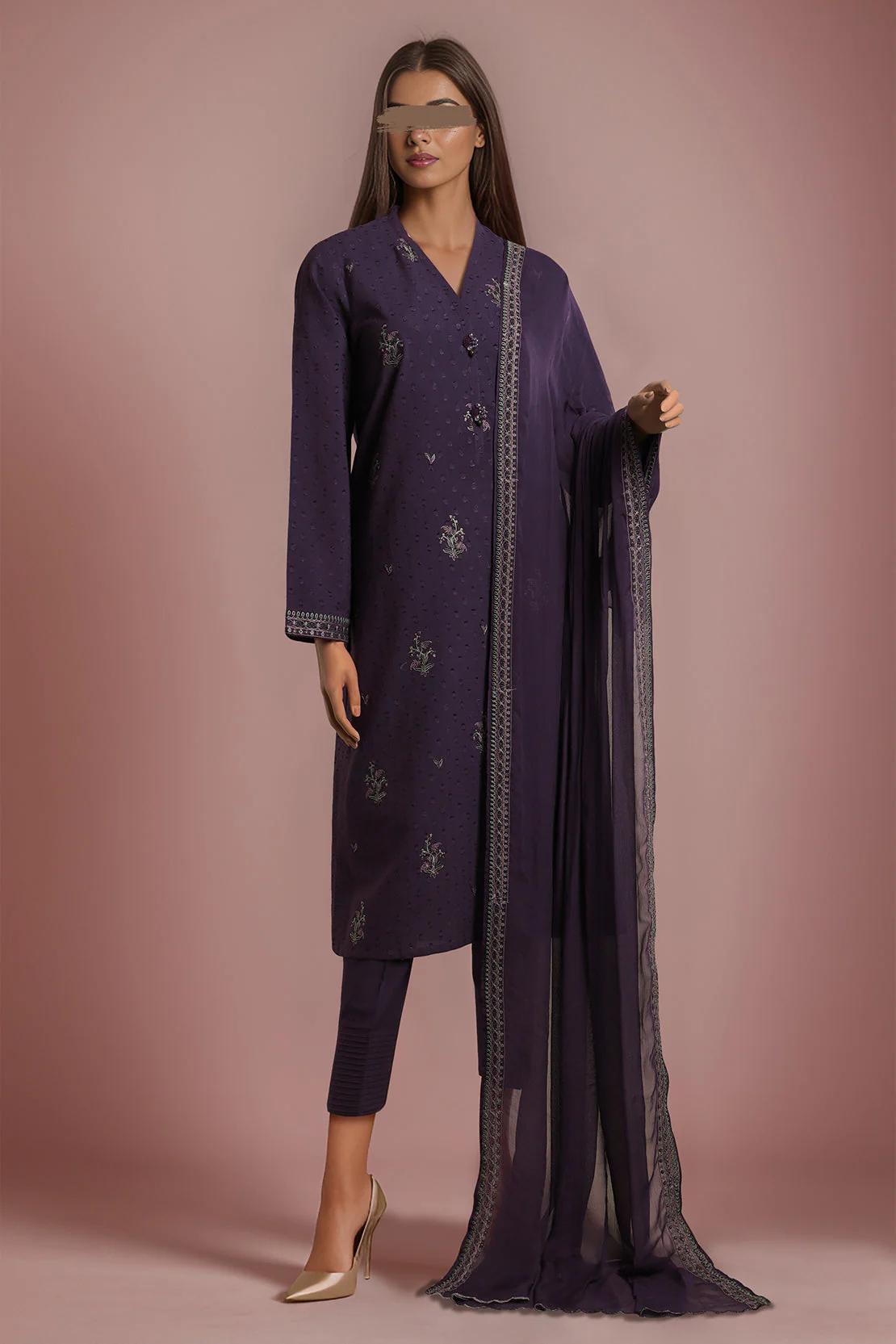 Unstitched Printed Embroidered Self Jacquard Shirt