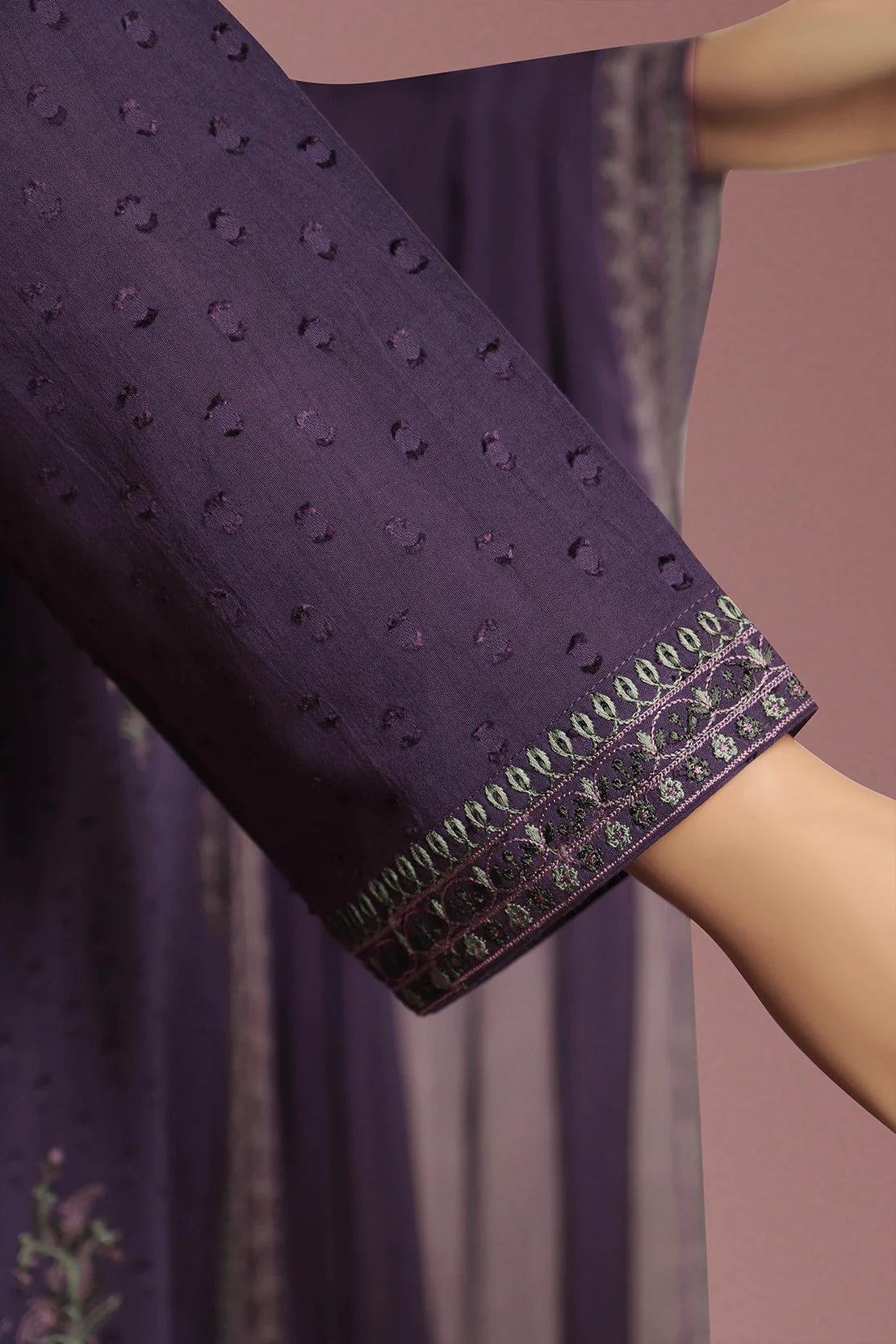Unstitched Printed Embroidered Self Jacquard Shirt - Image 3